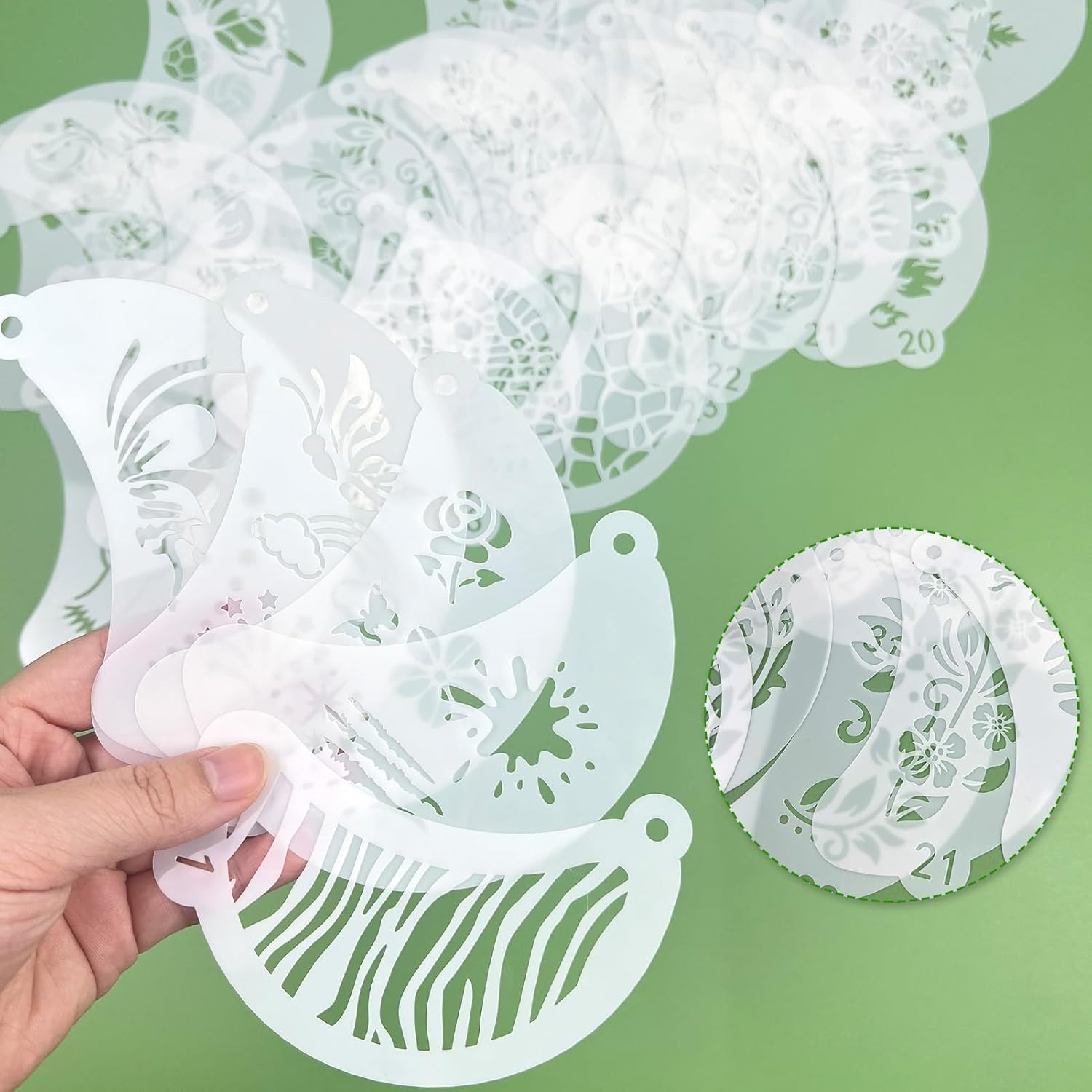 50Pcs Face Paint Stencils, Body Facial Painting Templates, Diverse Designs for Makeup, Halloween, Party Art Painting image number 6