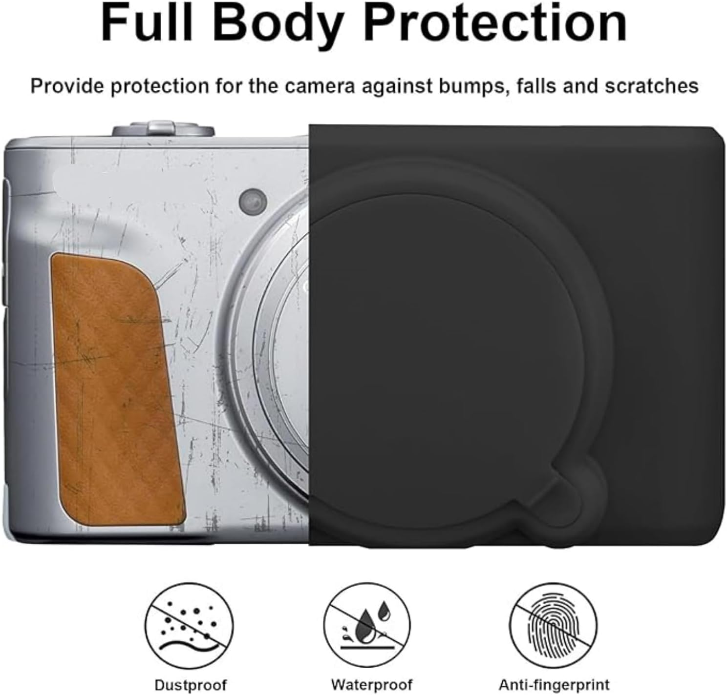 Camera Case for Canon SX730 SX740 Camera Case,Soft Silicone Protective Bag Removable Lens Cover,Anti-Scratch Slim Fit Lightweight Protective Case (Black) image number 3