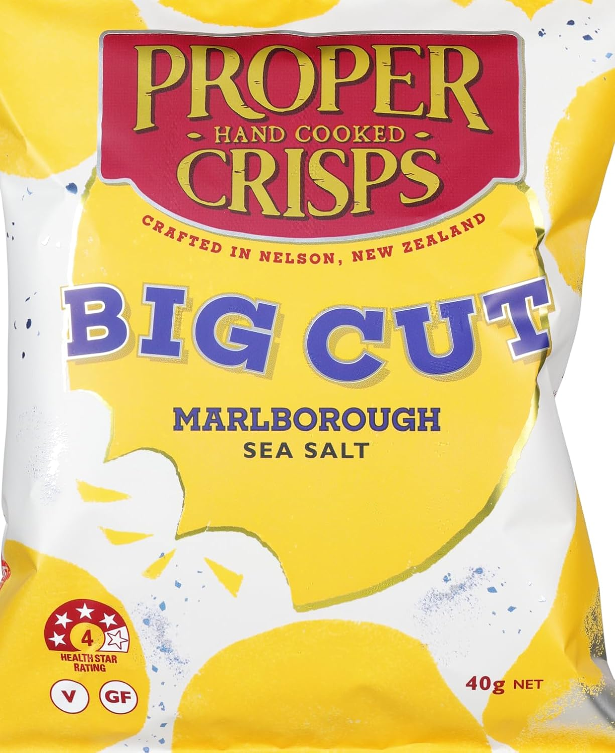 Proper Crisps Big Cut Hand Cooked Marlborough Sea Salt Flavoured Crisps 140 G