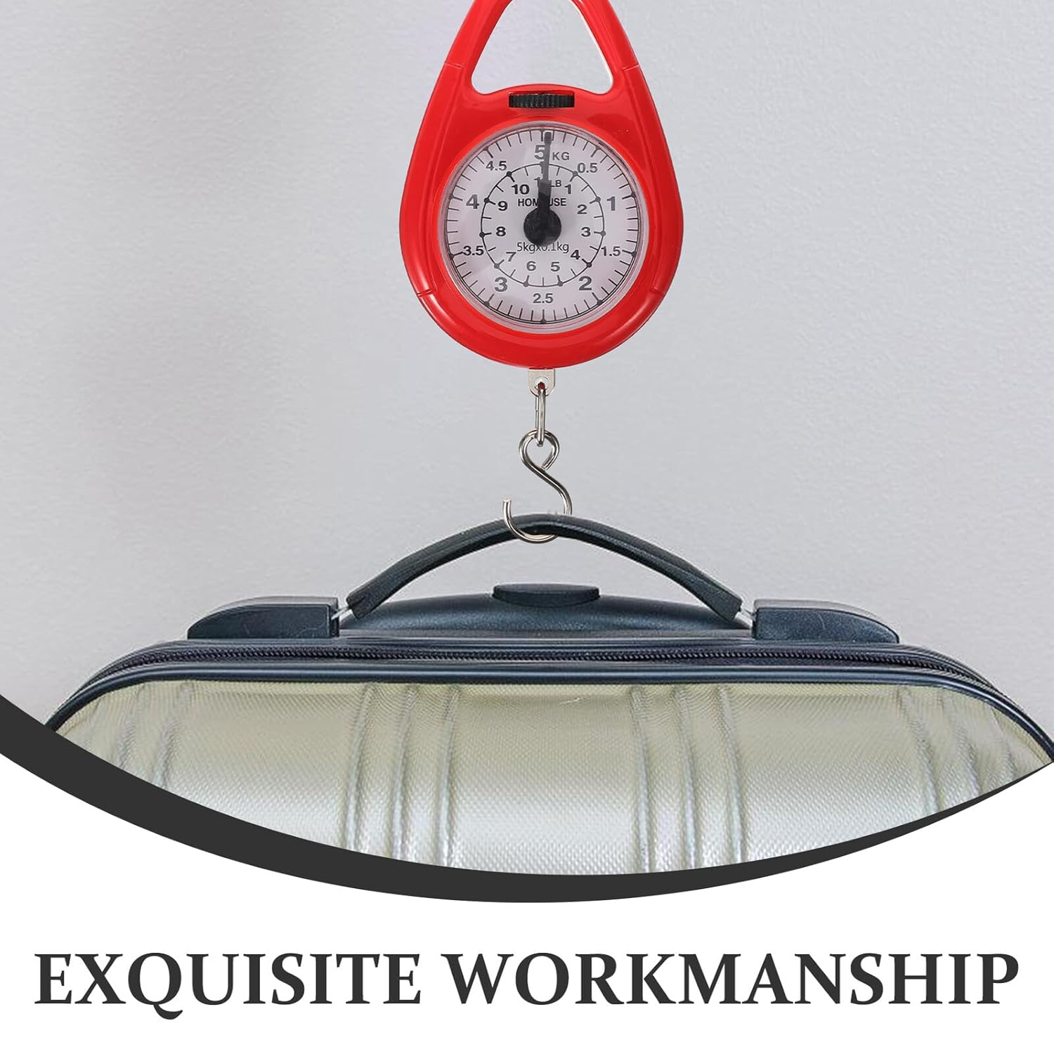 BUTIFULSIC Portable Mini Red Mechanical Spring Scale Handheld Hanging Luggage Scale for Travel and Fishing Weighing image number 4