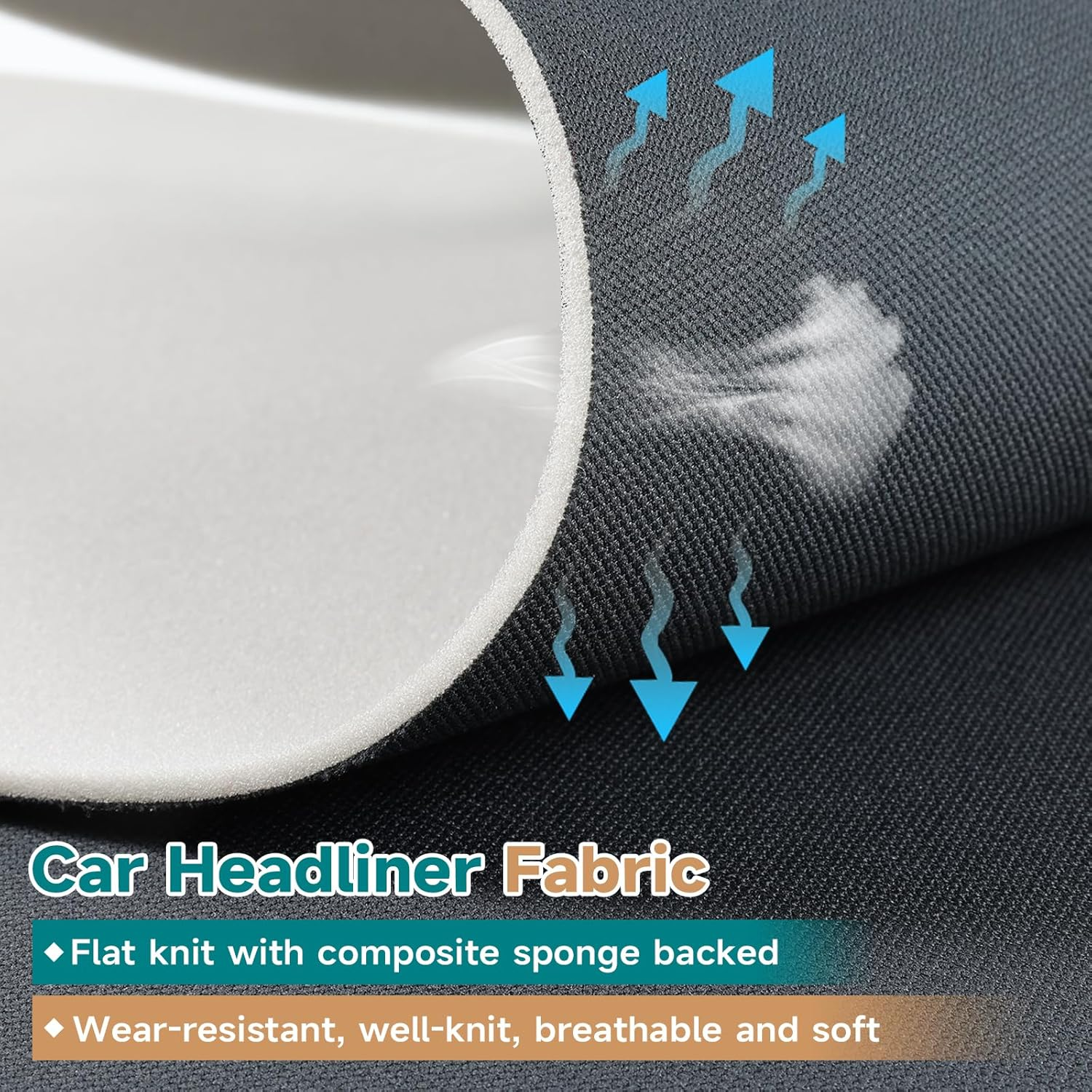 Uexplore-Oz Headliner Fabric - Flat Knit Headliner Roof Lining Mesh Type with 3Mm Foam Backing, Car Interior Replacement Headliner Material for Ute SUV RV Caravan Sedan Hatchback (Black, 1.5M &times; 2.4M) image number 6