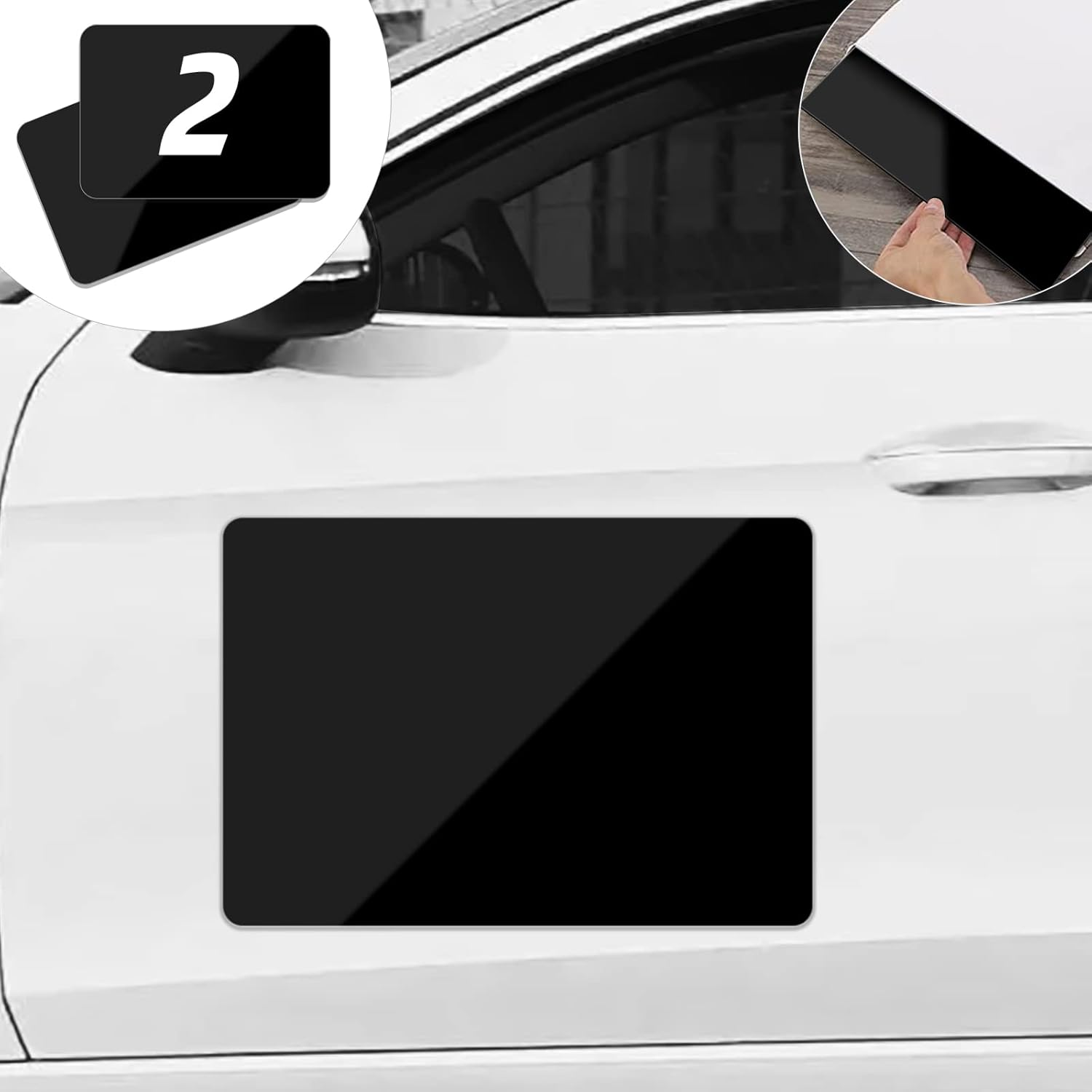 2 Pack Black Blank Car Magnets with 50 Mils, Prevent Car Scratches & Dents, Rounded Corners Blank Car Magnet Set, Magnet for Car to Advertise Business and Cover Company Logo image number 5