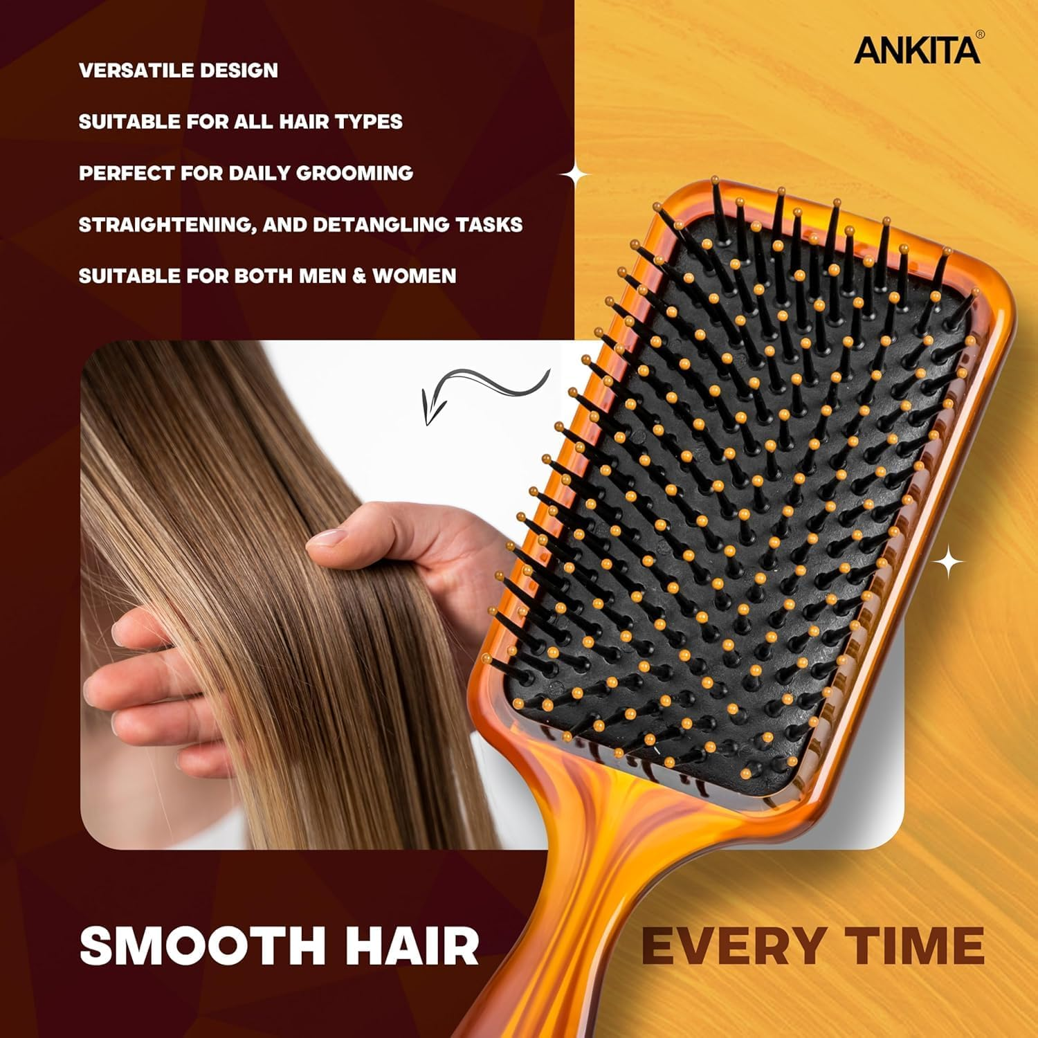 Ankita Paddle Hair Brush (Mini Handle) | Handy Hair Brush | Hair Brush for Men and Women | Hair Brush under 200 |
