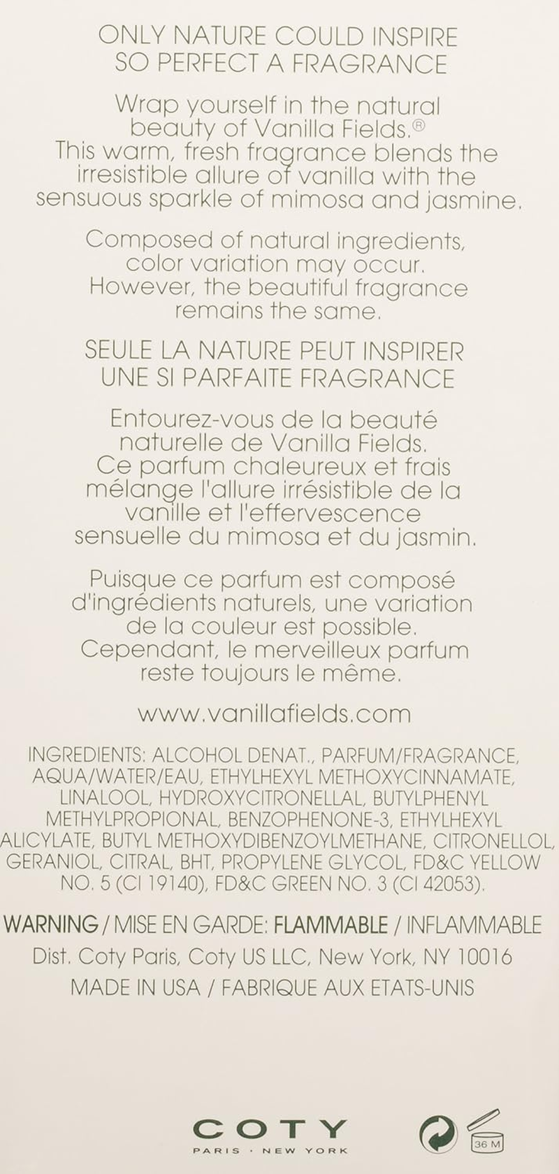 Coty Vanilla Fields Cologne Spray for Women, 22.1 Ml image number 2