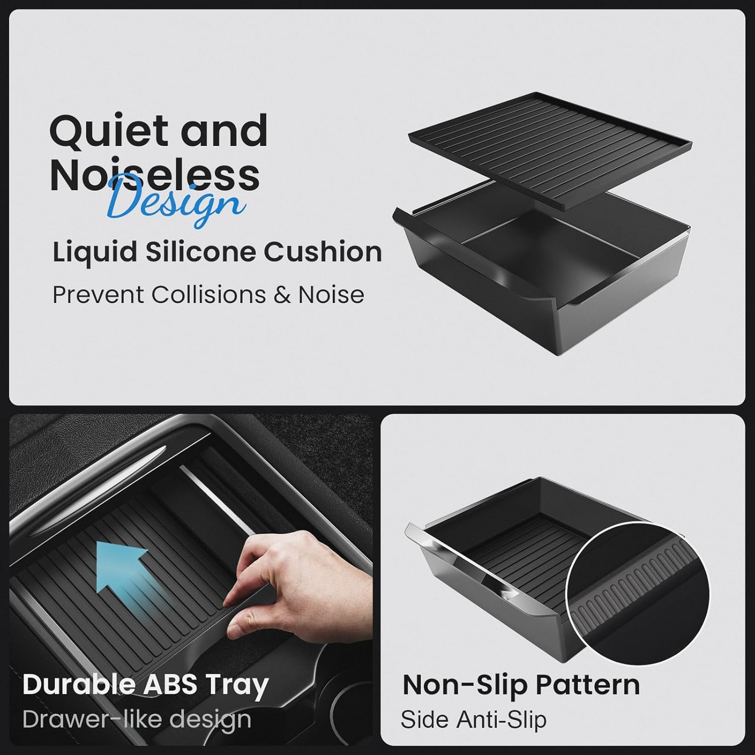 Tesla New Model Y Juniper & Model 3 Center Console Organizer (Dual-Layer Storage, Smooth Sliding) &ndash; Compatible with Model 3 (2024-2025) / New Model Y Juniper Accessories image number 5