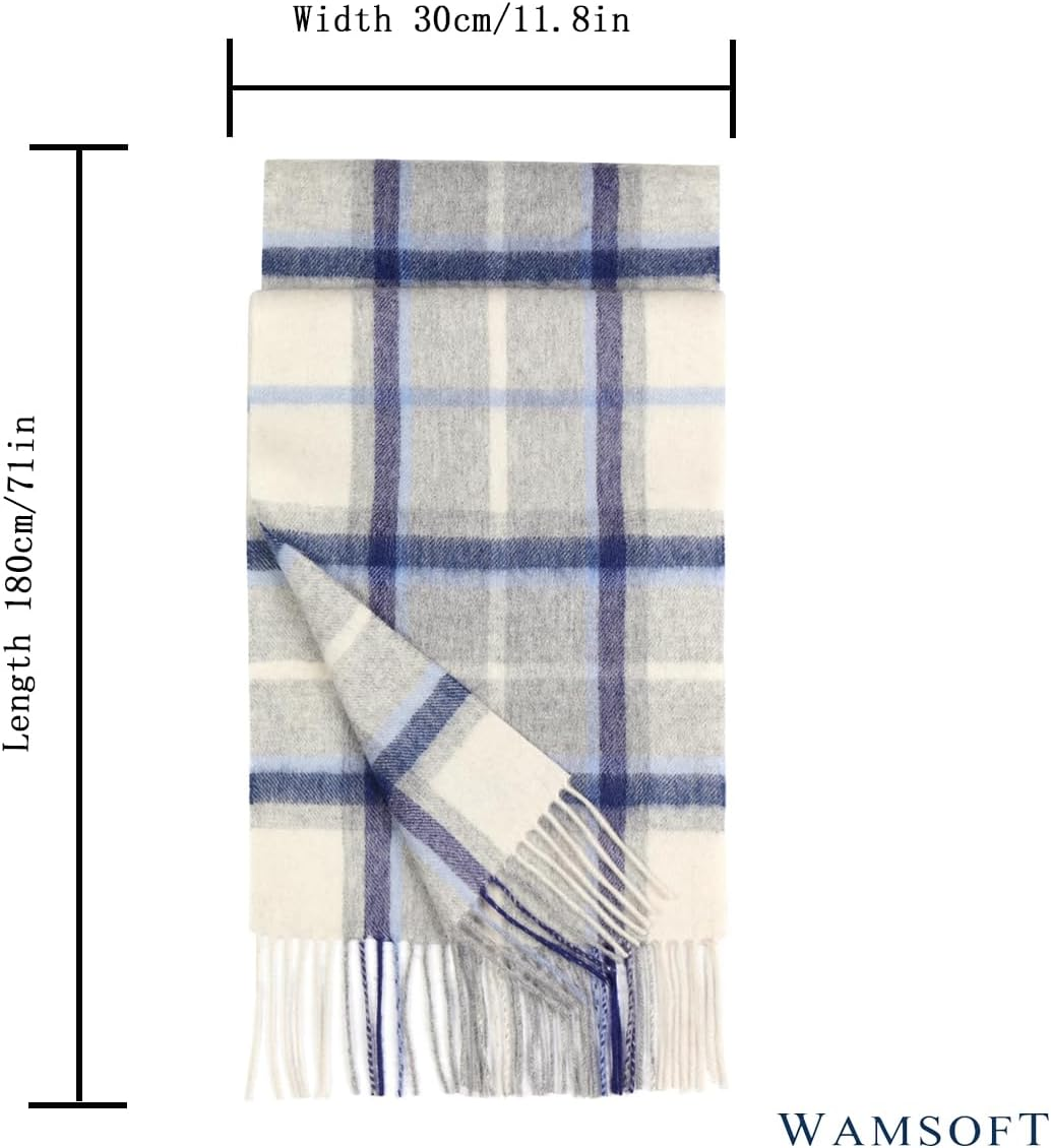 WAMSOFT Wool Winter Scarf Plaid Scarf Soft Warm Tartan Checkered Striped Fashion Scarf Classic for Women Men Scarves
