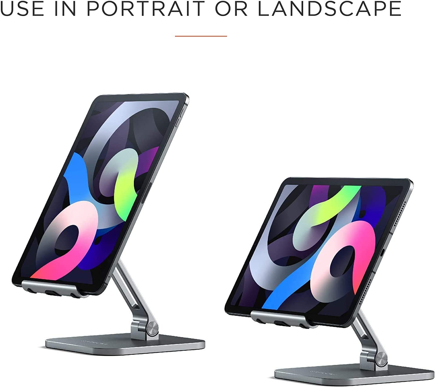 Satechi Aluminum Desktop Stand - Adjustable Tablet Mount with Protective Grips - Compatible with All Ipad and Tablet Models, Ipad Pro M2/ M1, Ipad Air M1, Ipad Mini, Iphones 16/15/14/13/12 and More image number 3