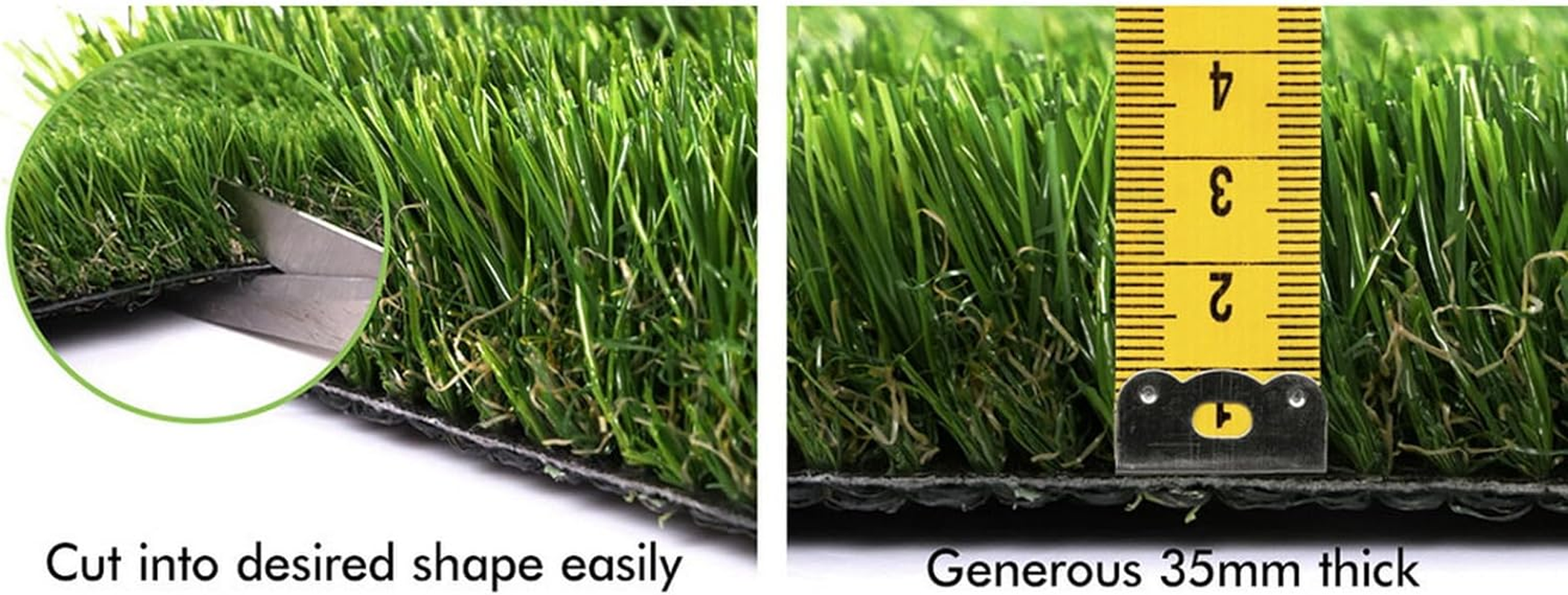 OTANIC Artificial Grass 10 SQM Roll 2X5M Synthetic Turf Gloss Finished 35Mm Pile Height Fake Yarn Lawn Plant Rug with Drainage 4-Tone Colour for Outdoor Indoor Garden Backyard