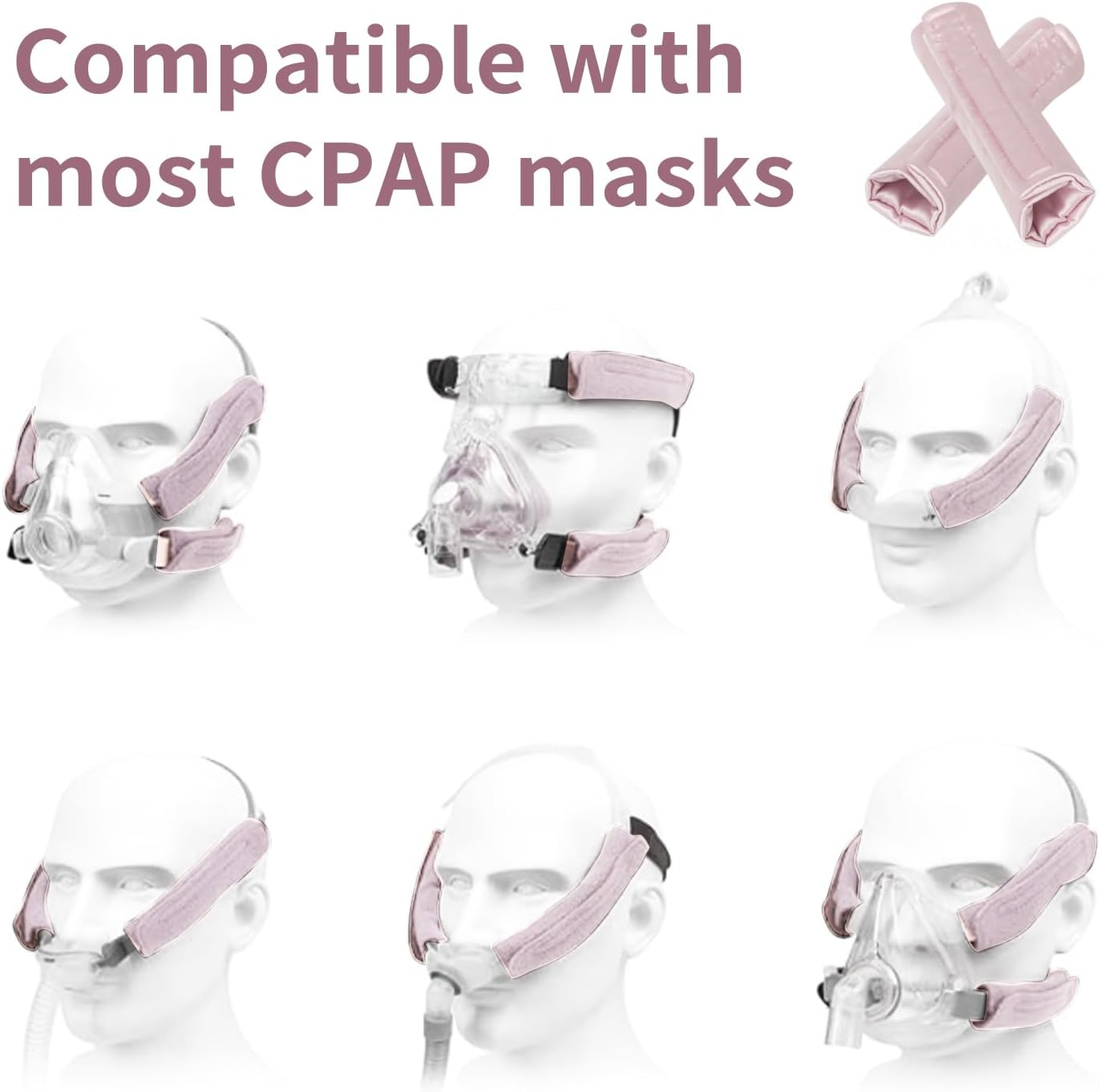 4 Pack Satin Mask Strap Covers, Universal and Reusable Comfort Pads, Face Cushion Cover for Strap Headgear, C P a P Accessories & Supplies Mask Cover Headgear Pads for Reducing Red Marks image number 2