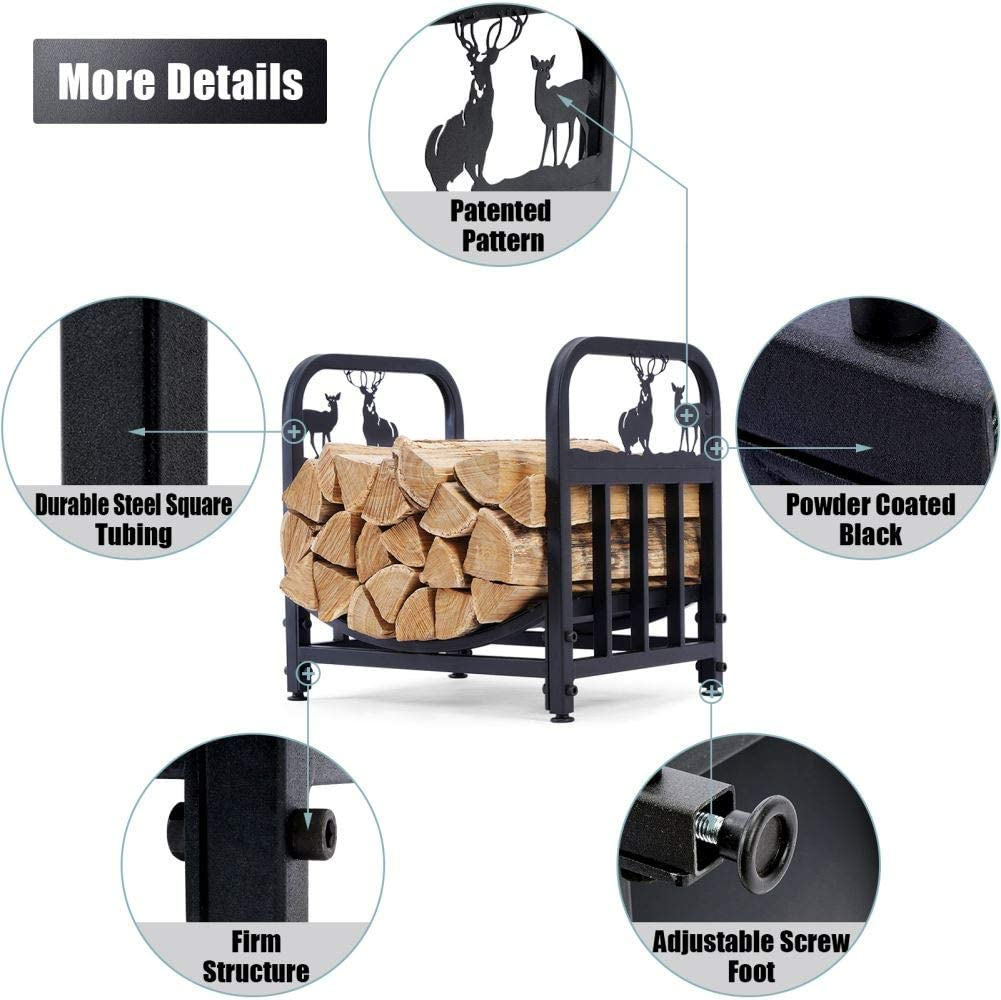 INNO STAGE Wrought Iron Log Rack, Firewood Storage Holder, Heavy Duty Fireside Log Bin for Fireplace Stove Accessories image number 5