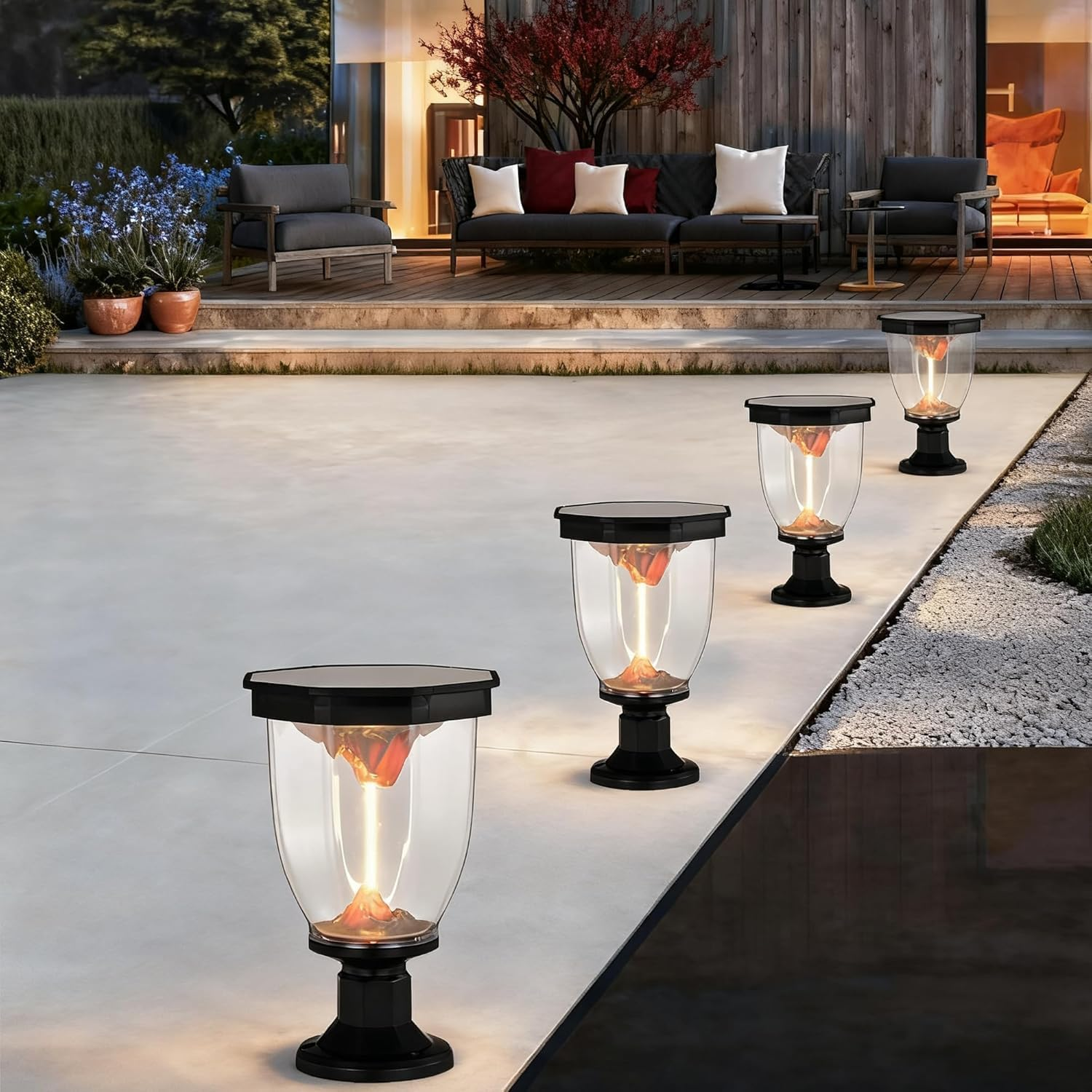 Solar Lights Outdoor Garden Waterproof, Flame Mountain LED Solar Light,Decorative Solar Post Lights for Yard, Patio & Landscape image number 2