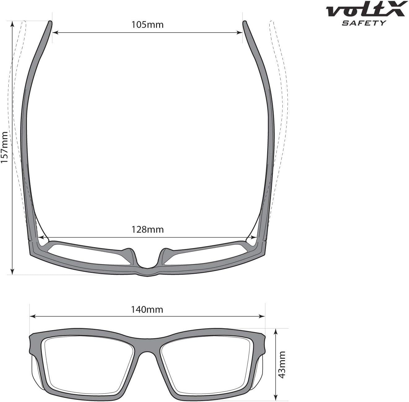 Voltx 'VISION' Safety Readers, Full Lens Magnified Reading Safety Glasses - anti Fog Coated, 1.0 to +3.0 Dioptre Options. image number 2