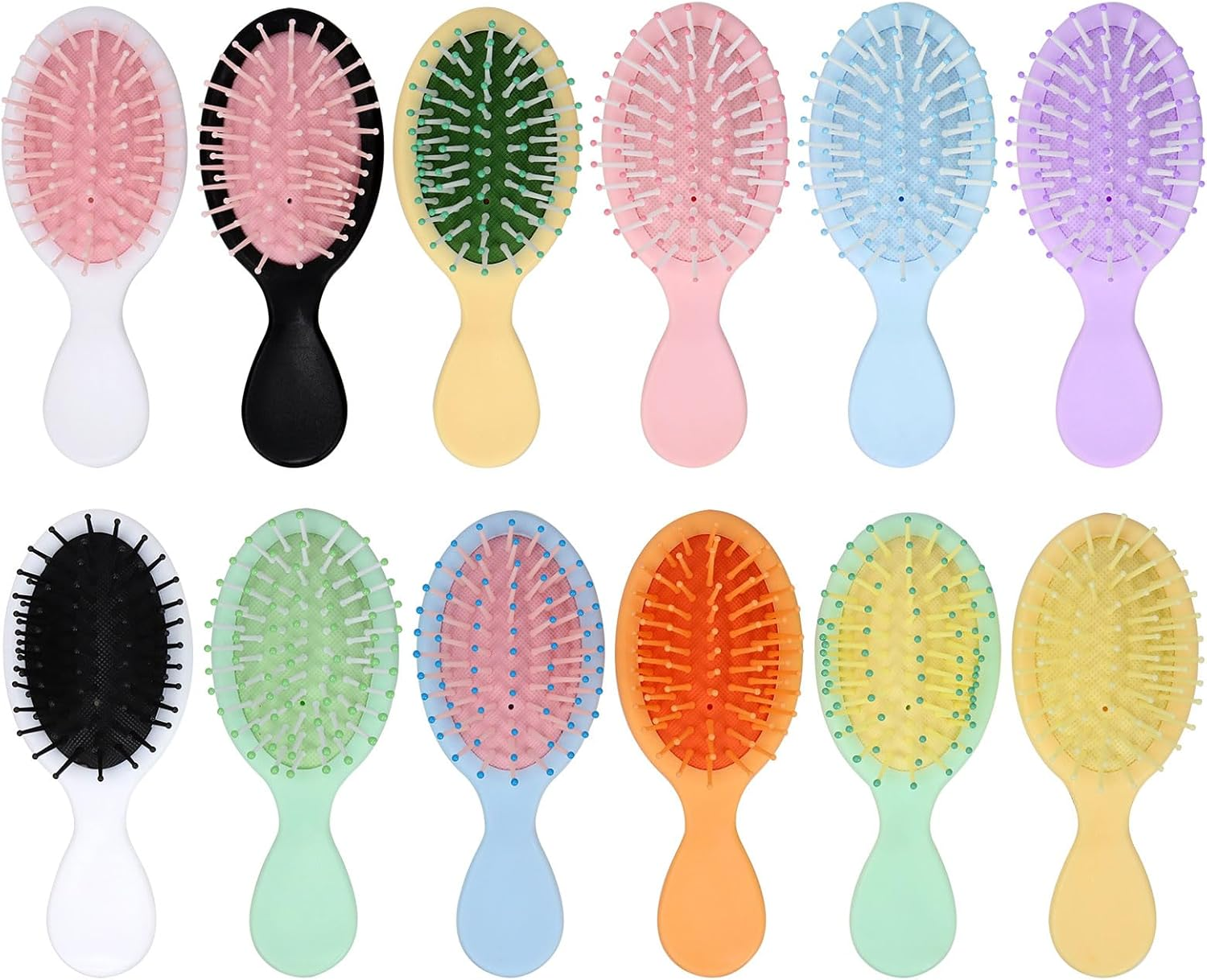 Glarks 12Pcs 13.4 X 5.42Cm Multicolor Mini Hair Brush Assortment Kit, Travel Detangling Brush, Soft Bristles Hair Brush for Most Hair Type, Wet/Dry Hair, Girls/Women/Man