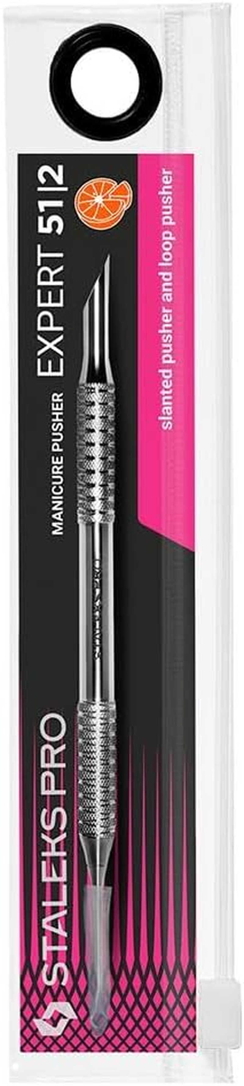 Staleks Pro Manicure Pusher Professional Cuticle Pusher Slanted and Loop End Metal Orange Stick Expert 51/2 image number 3