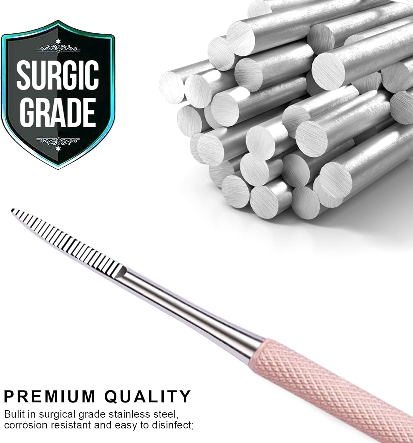 Teenitor Pedicure Tools for Feet, Toenail File and Lifters, Ingrown Toenail Removal Kit Pain Relief (Pink) image number 3