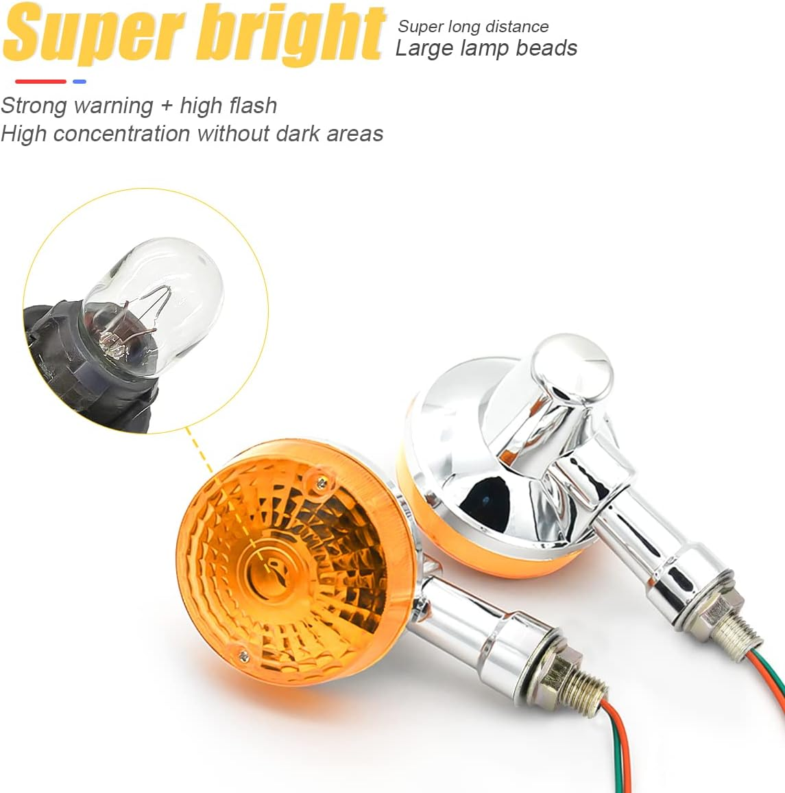 Motorcycle round Turn Signal Lights, 4PCS 12V LED Bulbs Blinker Direction Indicator Lamp, Universal for Honda Shadow Suzuki Kawasaki Harley Yamaha (Silver/4Pcs) image number 5