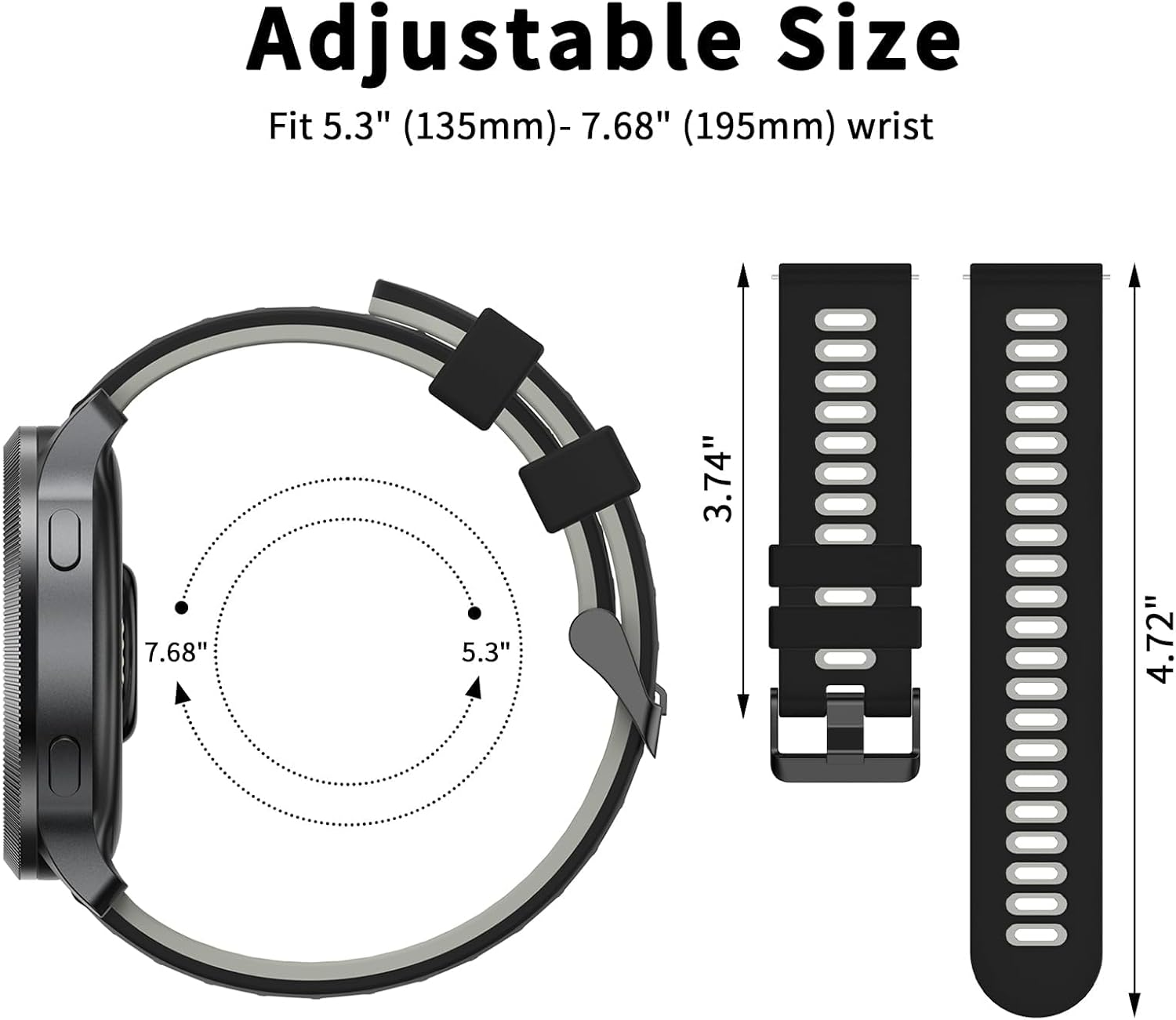 2 Pack Silicone Watch Band for Garmin Forerunner 265 / 255, Garmin Vivoactive 4, Venu 3/2, 22Mm Quick Release Replacement Watch Strap for Samsung Watch 3 Band, Gear S3 Frontier, Galaxy Watch 46Mm Wristband Accessories image number 4