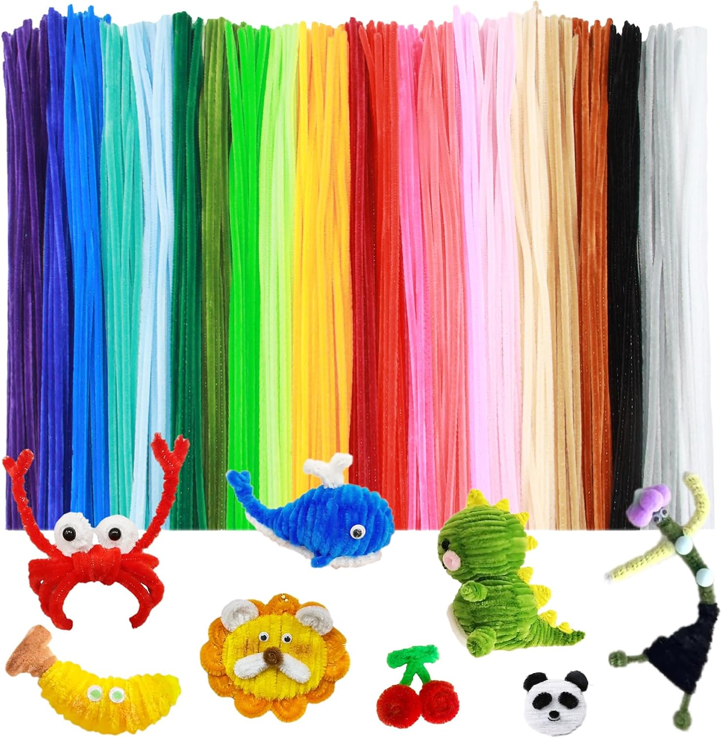 ESUOHYM 230PCS Upgraded 20 Colors Pipe Cleaners Craft Chenille Stems DIY Art Supplies Colorful Thick Fluffy Fuzzy Wire Sticks Bulk for Kids and Adults (20Colors)