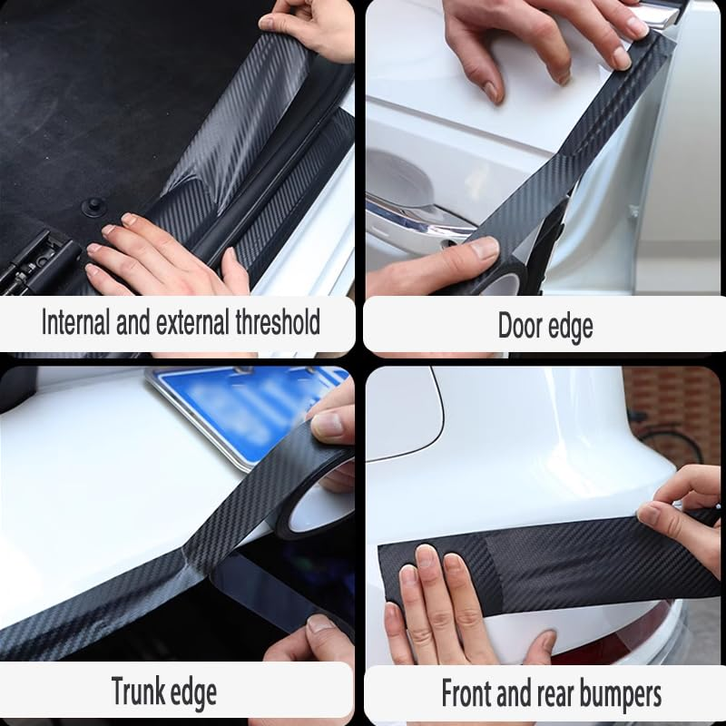 AIMALL 3PCS 3CM*3M Universal Car Door Sill Protector Edge Sticker Carbon Fiber Car Sticker Door Sill Anti-Scratch Tape DIY Protection Film for Most Cars - Durable PVC Anti-Scratch Tape image number 4
