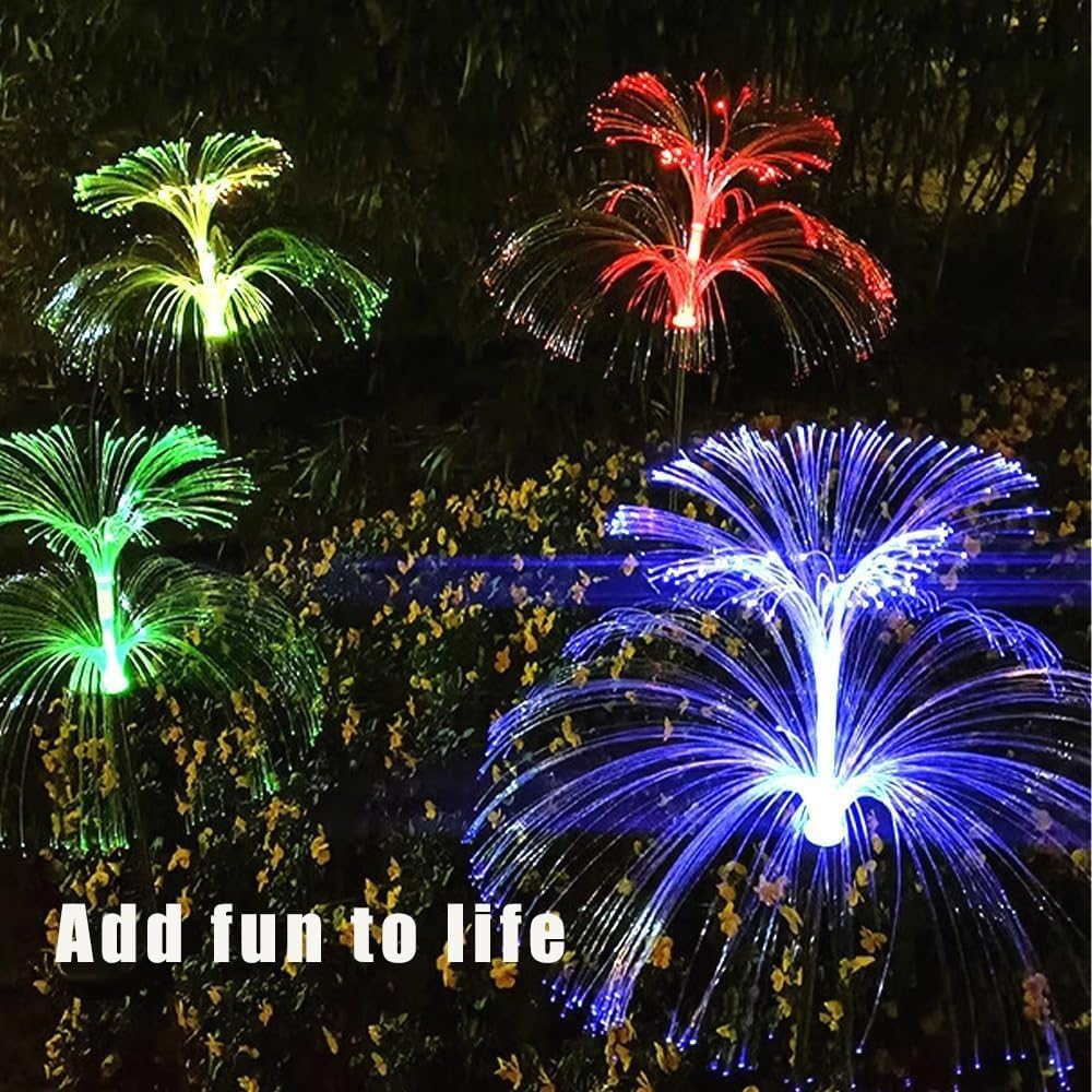 2Pakc Solar Garden Lights Layer Jellyfish, Star & Butterfly Solar Lights, 7-Color Changing Waterproof Outdoor LED Stakes for Garden, Yard, Patio, Walkway, Lawn, Pool, Parties, Christmas, Weddings image number 1