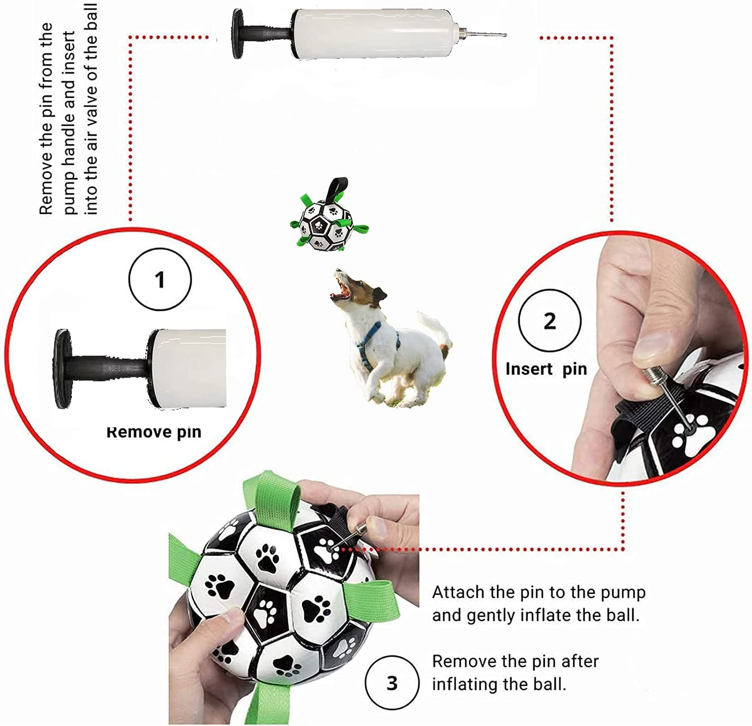 Dog Ropes Toys Soccer Ball with Grab Tabs, Interactive Dog Toys for Tug of War, Puppy Birthday Gifts, Dog Tug Toy, Dog Water Toy, Durable Dog Balls for Medium & Large Dogs (Medium) image number 3