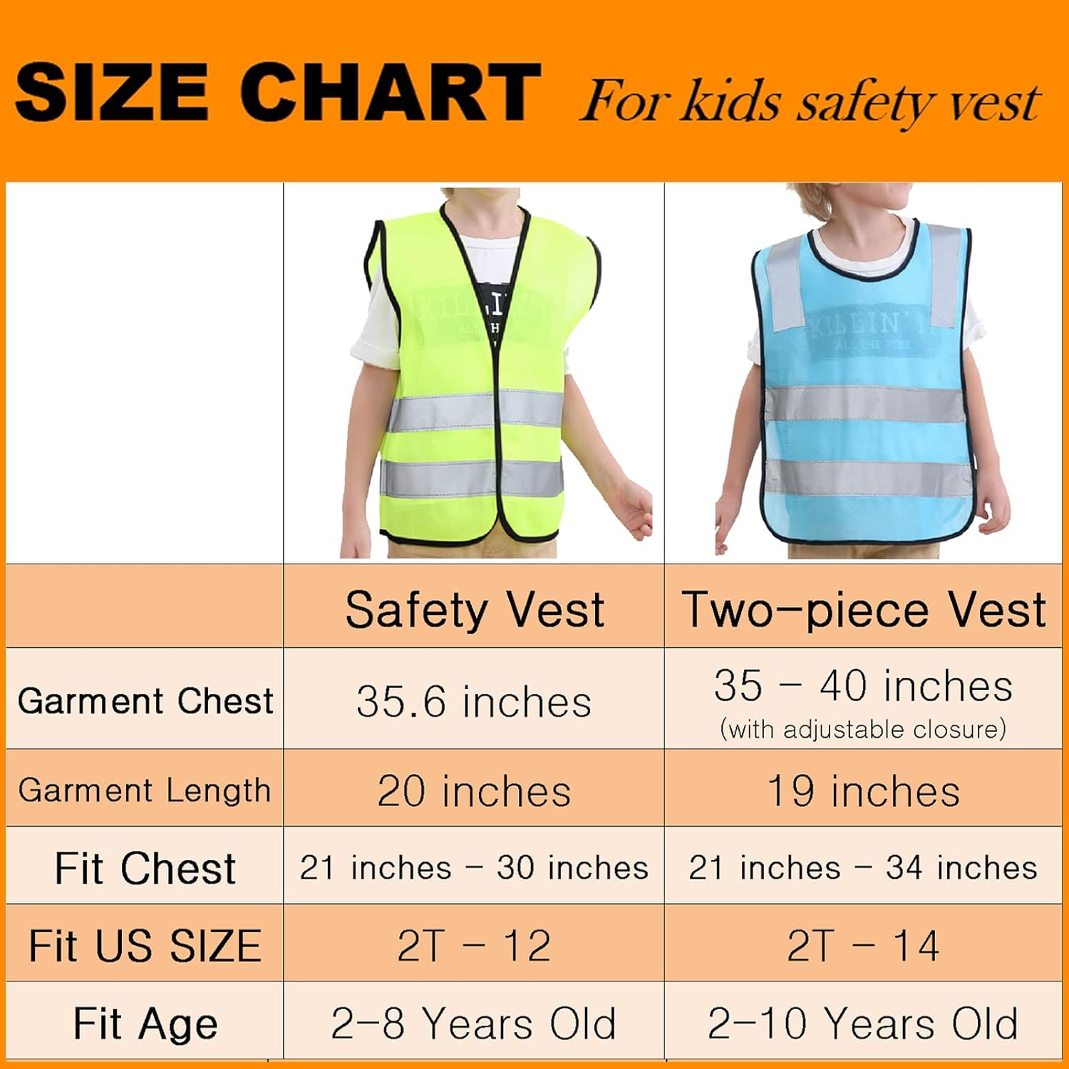 TOPTIE 10 Pack Kids Safety Reflective Vests, High Vis Construction Vest with Elastic Waistband