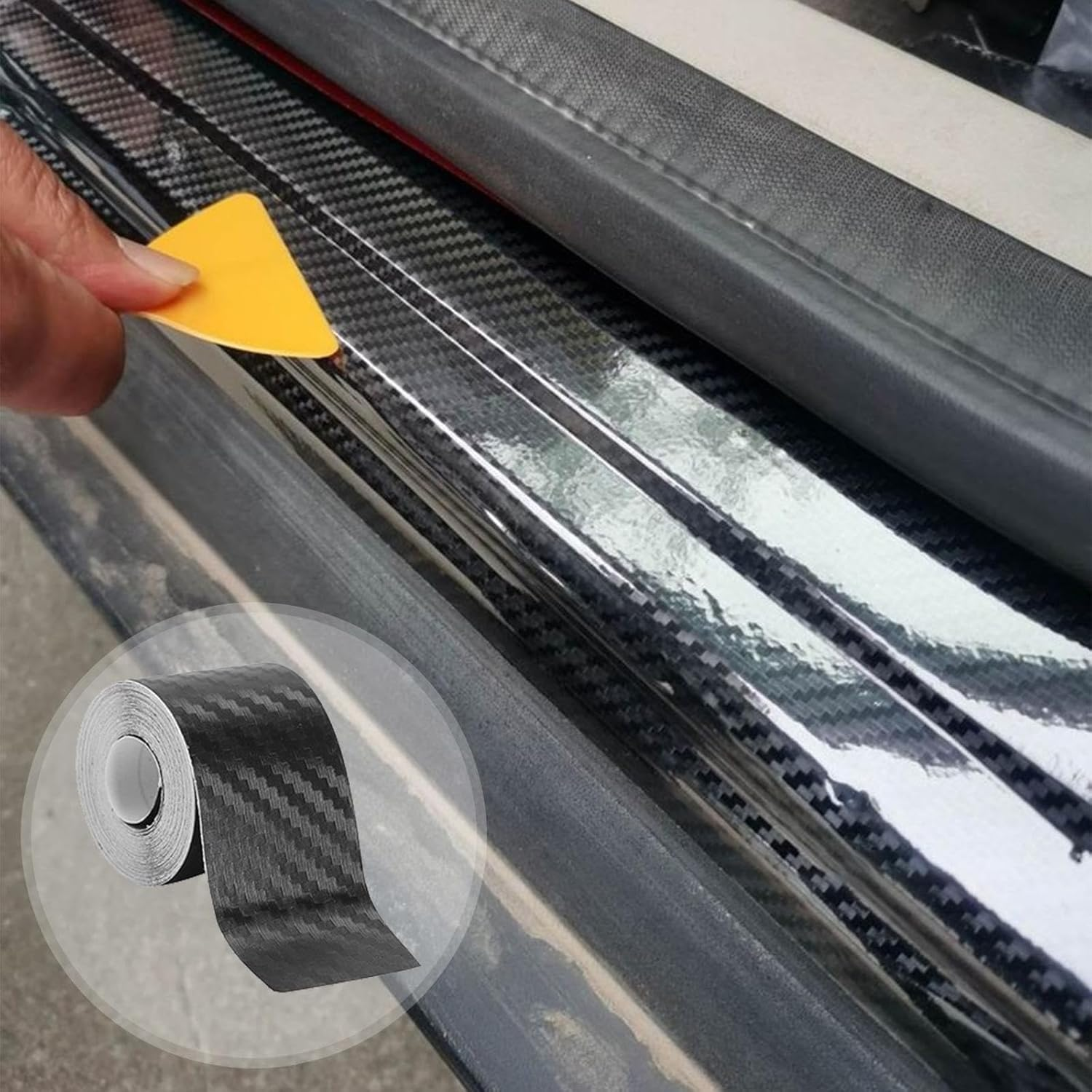 Carbon Fiber Film, Detailing Film Car Tape Wrap Stickers, Waterproof -Adhesive Twill Weave Sheet Sticker, Anti-Scratch Sticker for Car Dashboard, Bumper Swan-Au image number 5