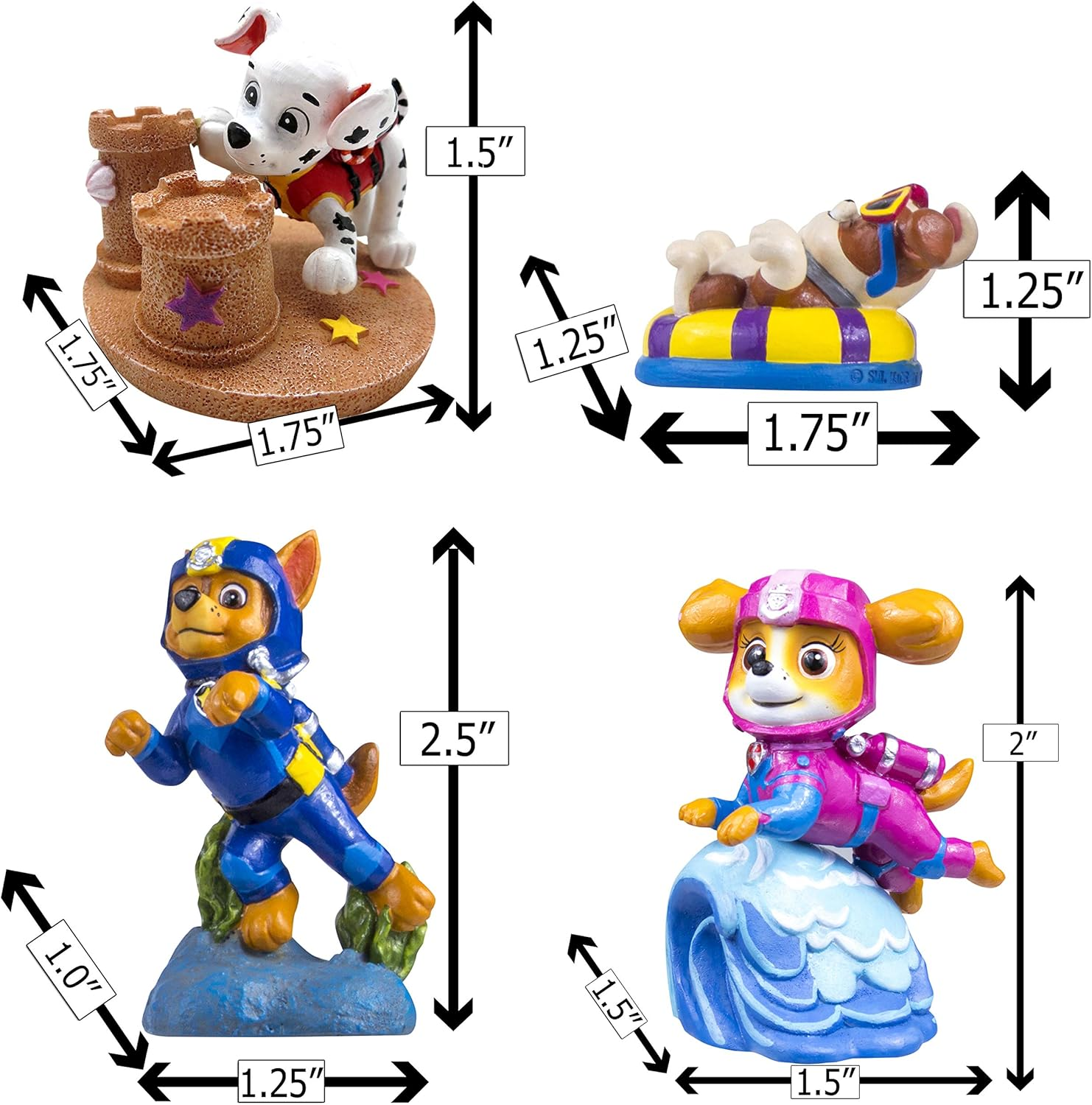 Penn-Plax Paw Patrol Aquarium Ornament Bundle - Includes Chase, Marshall, Rubble and Skye - Pack of 4 - Mini image number 4