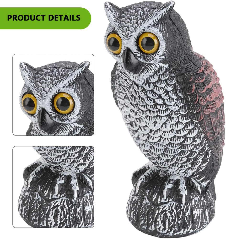 2 Pack Fake Owl Decoy Statues &ndash; Plastic Horned Scarecrow Owls for Garden, Yard Bird & Pest Repellent Decor image number 3
