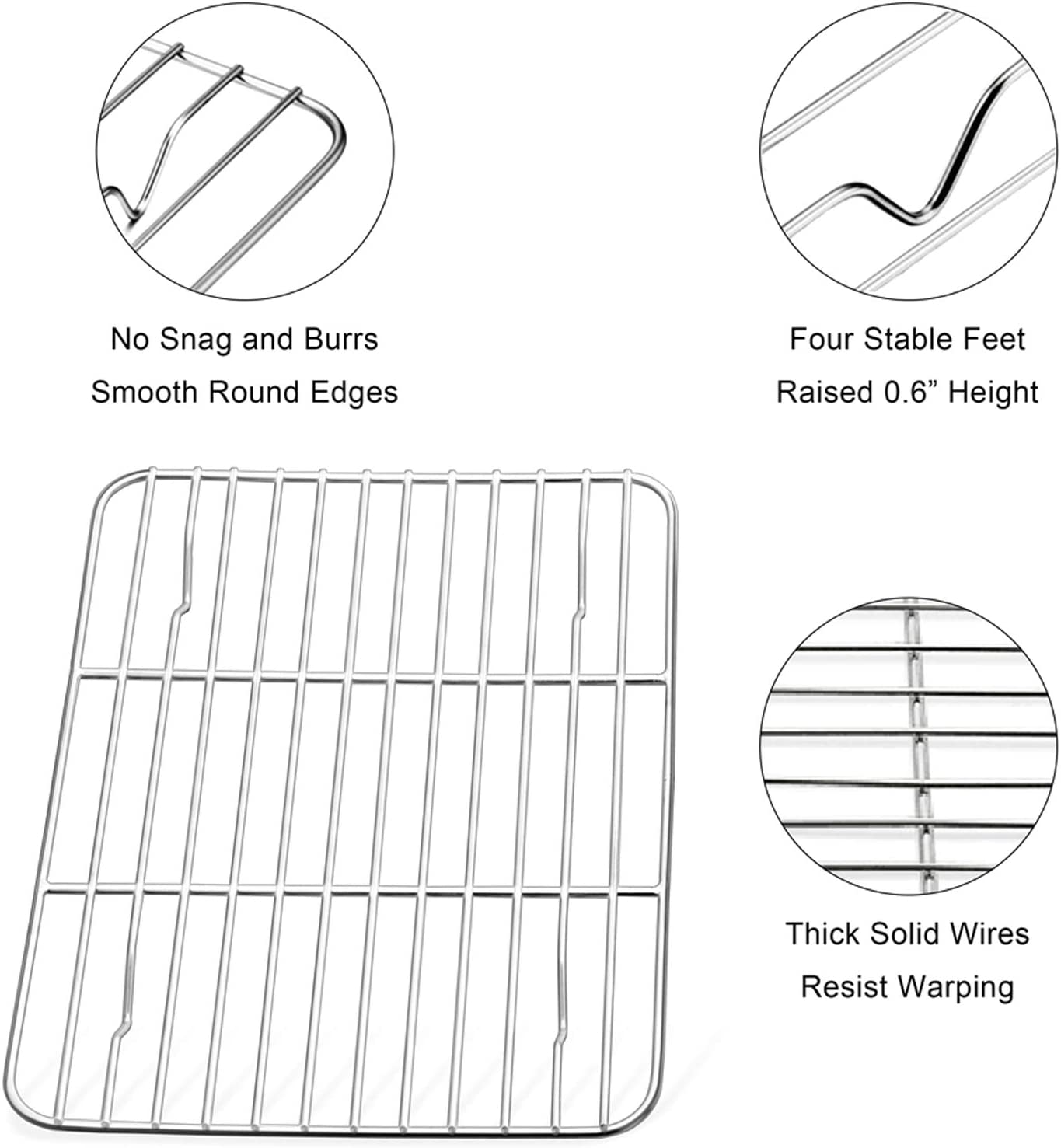 Baking Cooling Rack Set of 2, E-Far Stainless Steel Metal Roasting Cooking Racks, Size - 11.6'' X 9'', Non Toxic & Rust Free, Oven & Dishwasher Safe image number 2