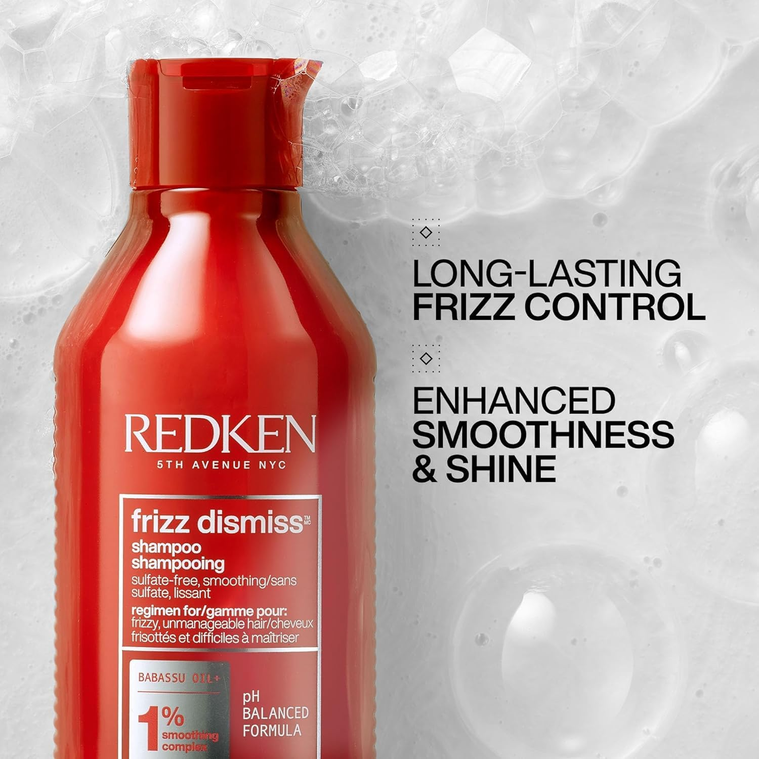 Redken Frizz Dismiss Shampoo | anti Frizz Shampoo with Humidity Protection | Gently Cleanses, Smooths, and Adds Shine | Weightless Long-Lasting Frizz Control | for Frizzy Hair | Sulfate Free | 500Ml image number 6