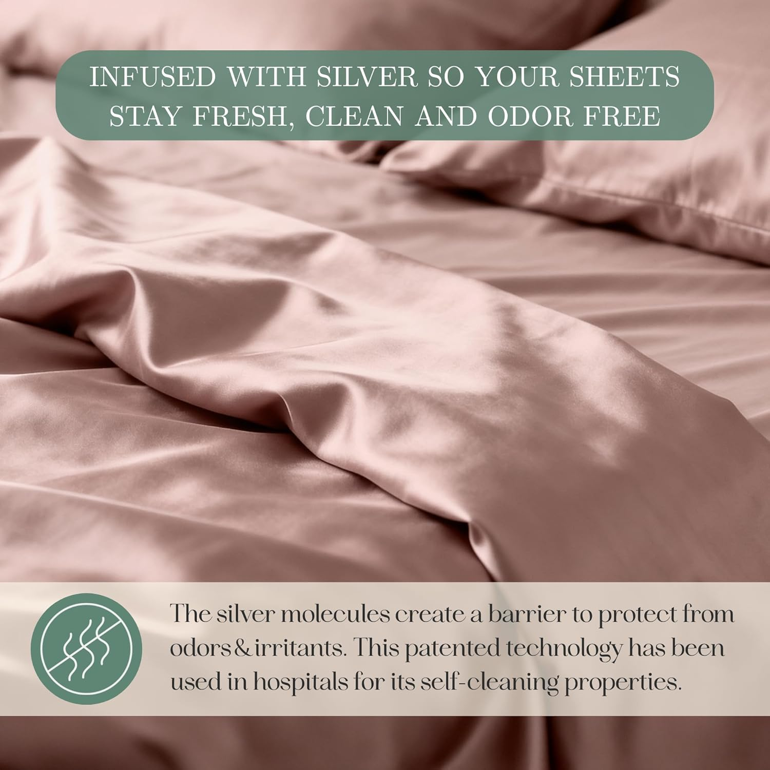 CASILVA Eucalyptus Sheets - Infused with Silver for Anti-Odor, Softer than Silk Fibers, More Cooling than Cotton - Perfect for Hot Sleepers & Sensitive Skin - 100% Tencel Lyocell - King Sheet Set image number 5