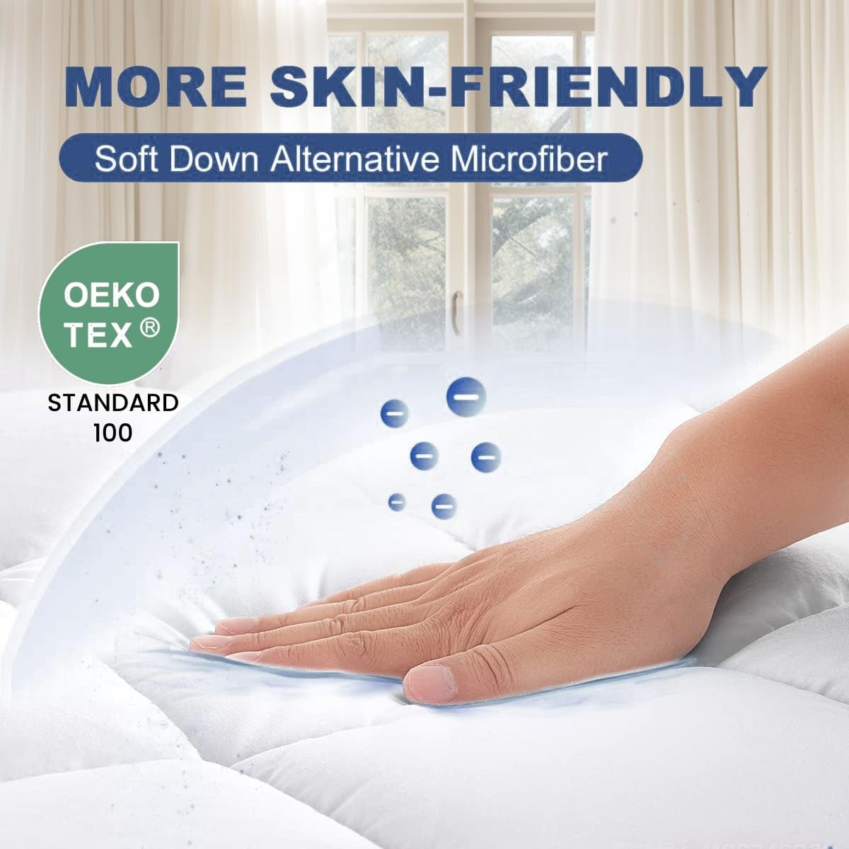 Bamboo Mattress Topper Hotel Style Pillowtop Fitted Mattress Cover 10Cm Thick - Machine Washable Hypoallergenic(White (1750GSM), Double) image number 1