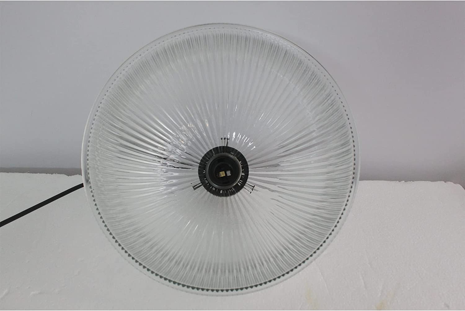 Lexi Lighting Tristan Glass Pendant Light, Clear Ribbed Bowl Shade, Diameter 29.5Cm, Vintage Hanging Lamps, Adjustable Drop Cable, Elegant and Stylish D&eacute;cor Lighting for Loft, Dining or Bar - Grey image number 5