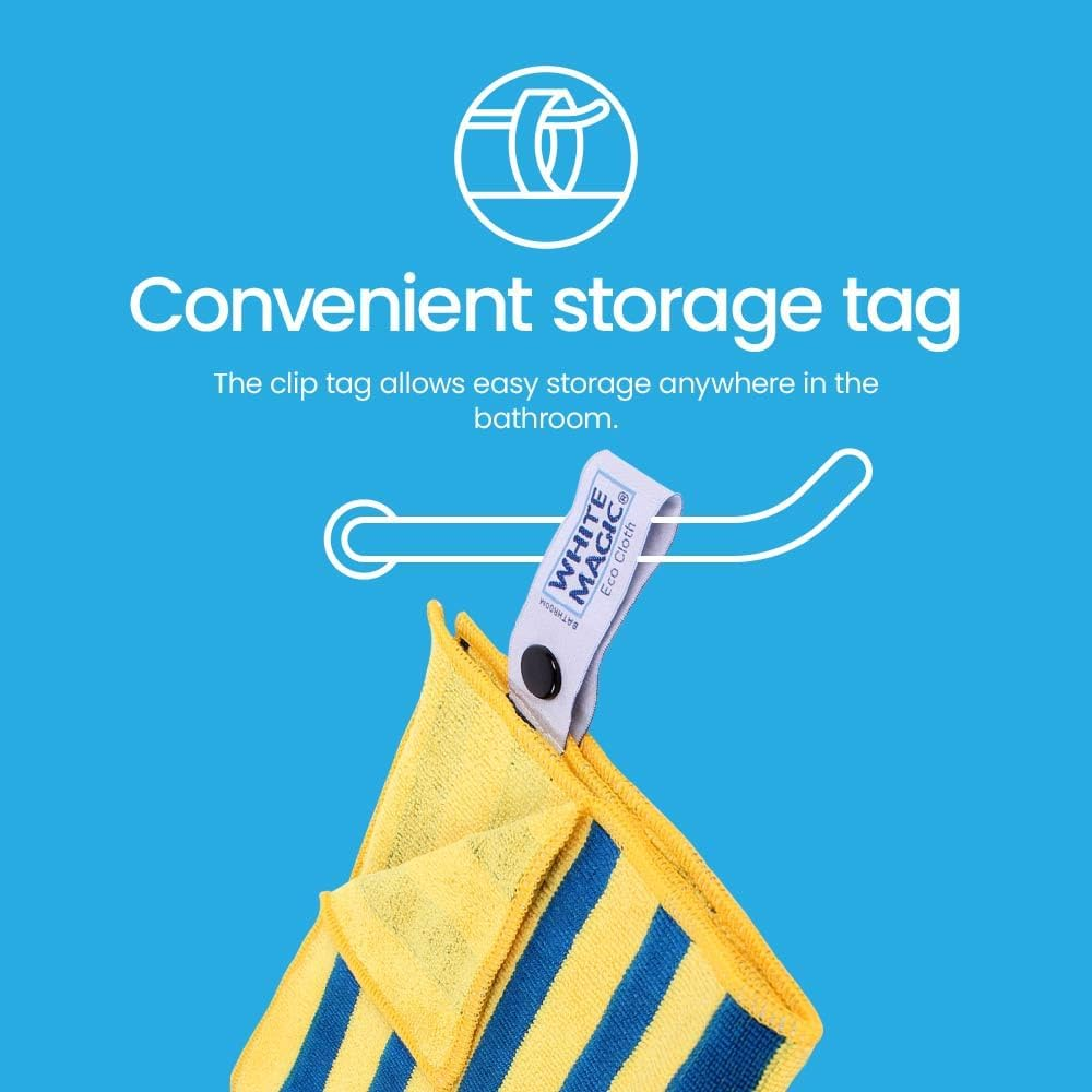 White Magic Eco Cloth Bathroom/With Bonus Window Cloth, Cuts through Stubborn Grime & Polishes Shiny Surfaces, Durable & Quick-Drying Microfibre for Sinks, Showers, Tubs, and Tiles image number 6