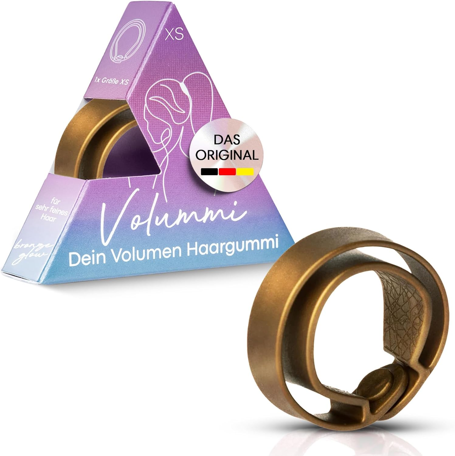 Volummi Hair Scrunchie, Innovative Ponytail Scrunchie for Visibly More Volume in the Ponytail, Strong Hold & Gentle on Hair, the Original Made in Germany [Bronze Glow XS for Very Thin Hair] image number 4