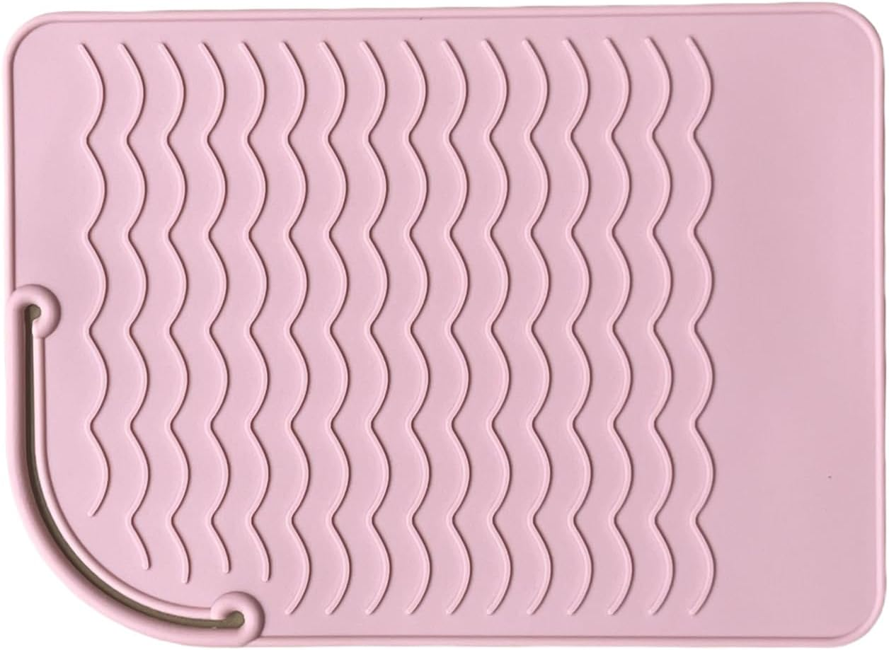 Curling Iron Pad Heat Resistant | Silicone Heat-Proof Mat and Protective Cover for Flat and Curling Irons | Portable Travel Pad for Hair Styling Tools, Home, Salon Use
