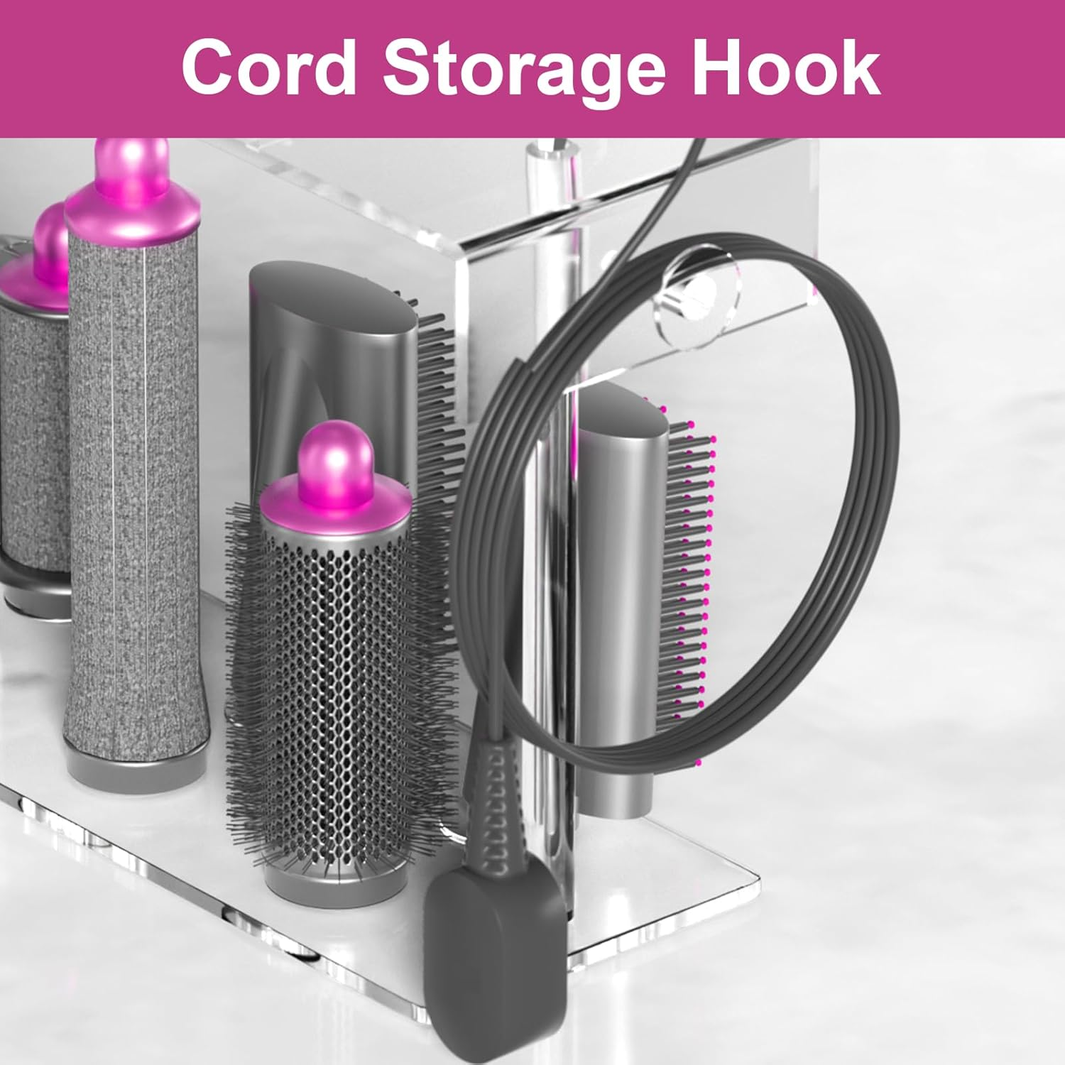 Yewink Airwrap Holder for Dyson - HQ Acrylic Hair Tool Storage Stand - Countertop Desktop Organizer for Dyson Styler and Accessories - Space-Saving Bathroom Beauty Holder