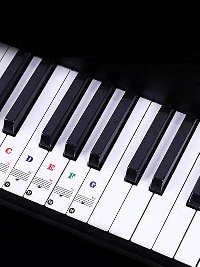 Piano Keyboard Stickers for 88/61/54/49 Key, Piano Keyboard Stickers for Kids Learning Piano, Transparent and Removable Piano Key Labels Notes, Colorful