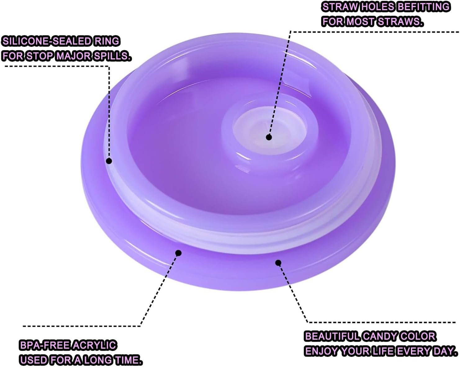 BEANPRECOY 8PCS Plastic 16Oz/20Oz Glass Can Lids Reusable Silicone Jar Cap Plastic Beer Can Cups with Lids Replacement Lids for Can Shaped Glass Coffee Cups for 16Oz Glass Cups with Lids and Straws image number 1