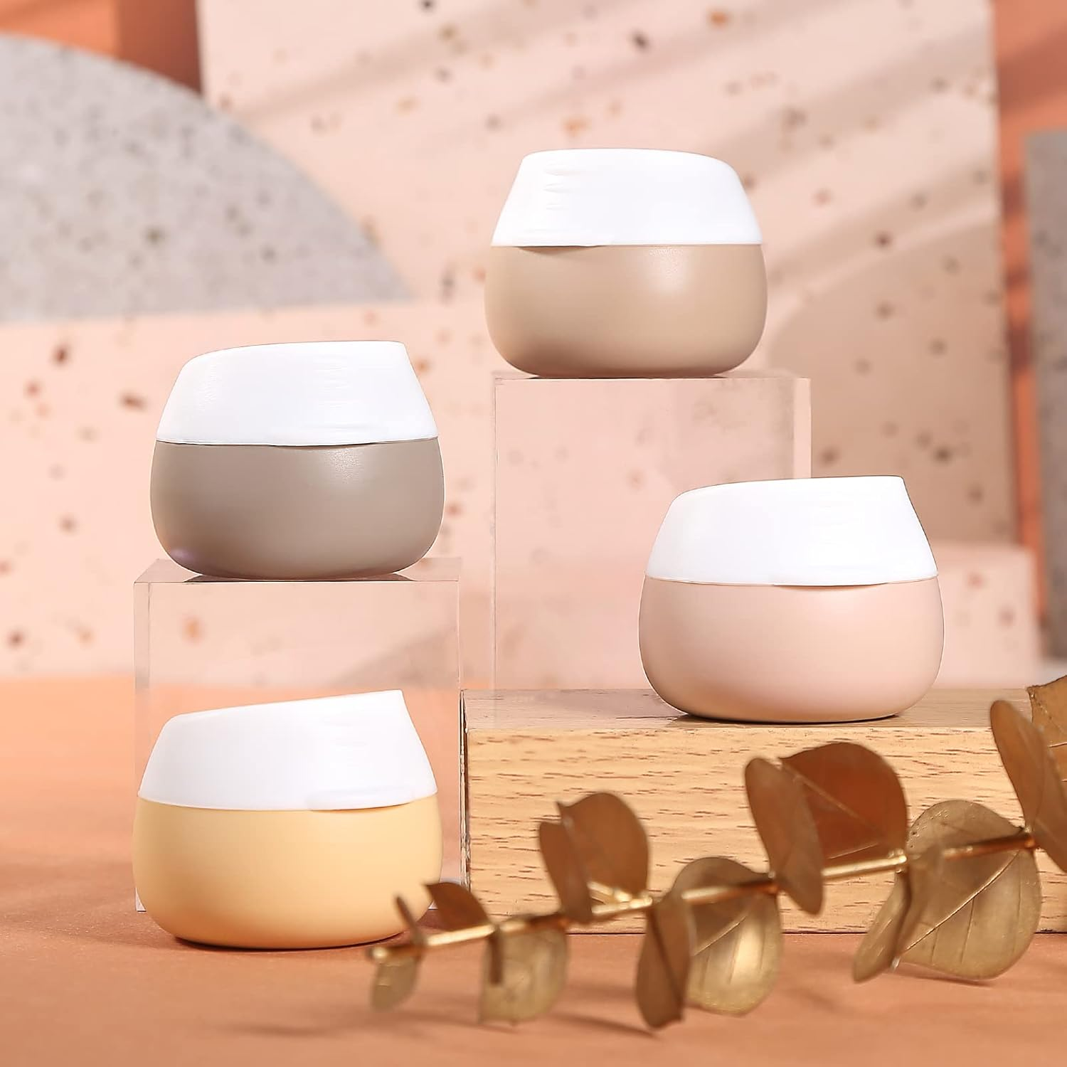 TSA Approved Travel Size Containers for Toiletries, Gemice Silicone Jars, Leak-Proof Travel Accessories with Lid for Cosmetic Makeup Face Body Hand Cream (4 Pieces) (Apricot) image number 6