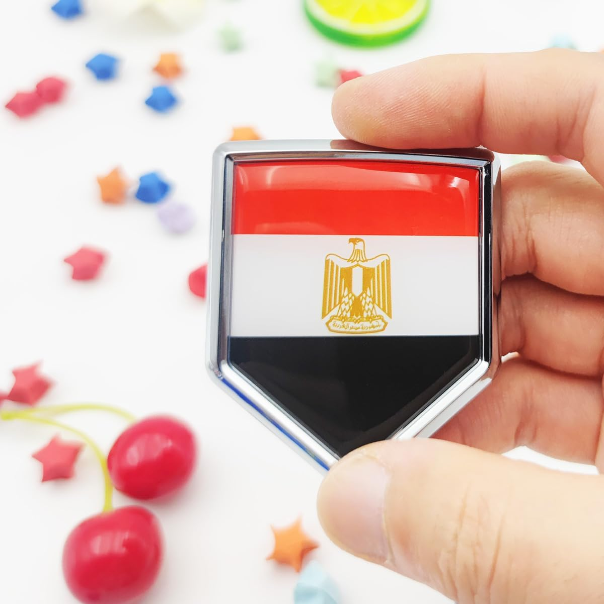 Overdecor Egypt Flag Decal Stickers Car Emblem Egyptian Car Accessories Decorations Chrome Shield Flag Sticker Decals for Cars Truck Vehicles, 2 Pack - Albania image number 7