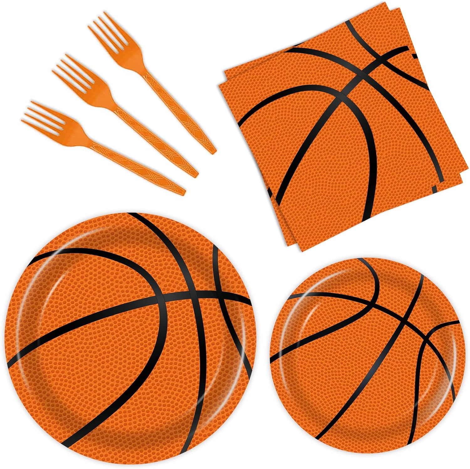 96 Pcs Basketball Plates & Napkins - Party Supplies, Birthday Decorations, Party Favors for Kids image number 5