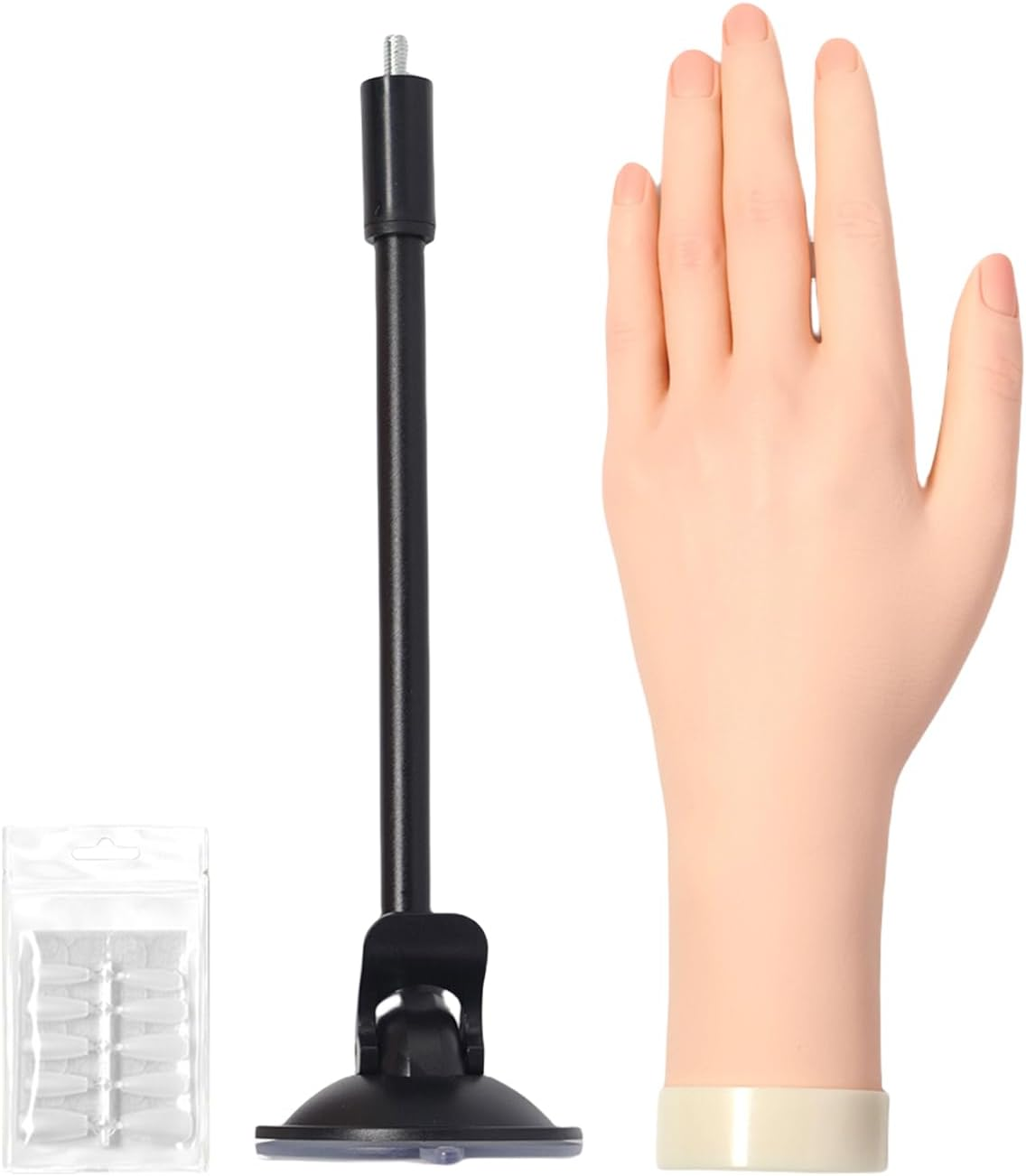 Gihioue Practice Hand for Acrylic Nails - Hand Nail Practice - with Jelly Glue Suction Cup Bendable Soft Realistic Silicone Finger Model for Teen Girls Professionals Cosmetology School image number 2