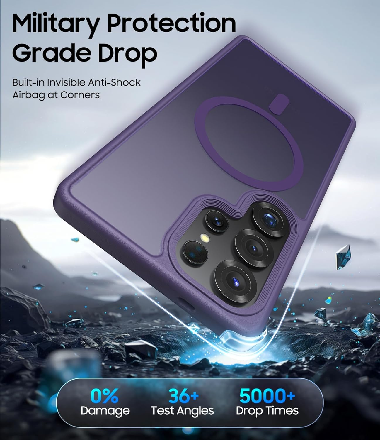 For Samsung S25 Ultra Magnetic Case, Slim Compatible with Magsafe & Wireless Charging, Military Grade Drop Proof, Translucent Silicone Men Women Protective Case for Galaxy S25 Ultra, Purple image number 5