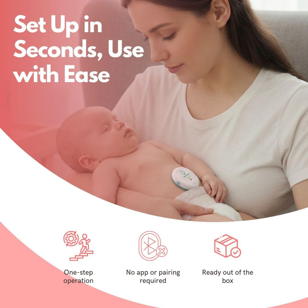 Baby Smile Baby Motion Breathing Monitor | Baby Abdominal Movement Monitor | Audible Alerts for Quick Alerts | Diaper Clip | No Bluetooth image number 2