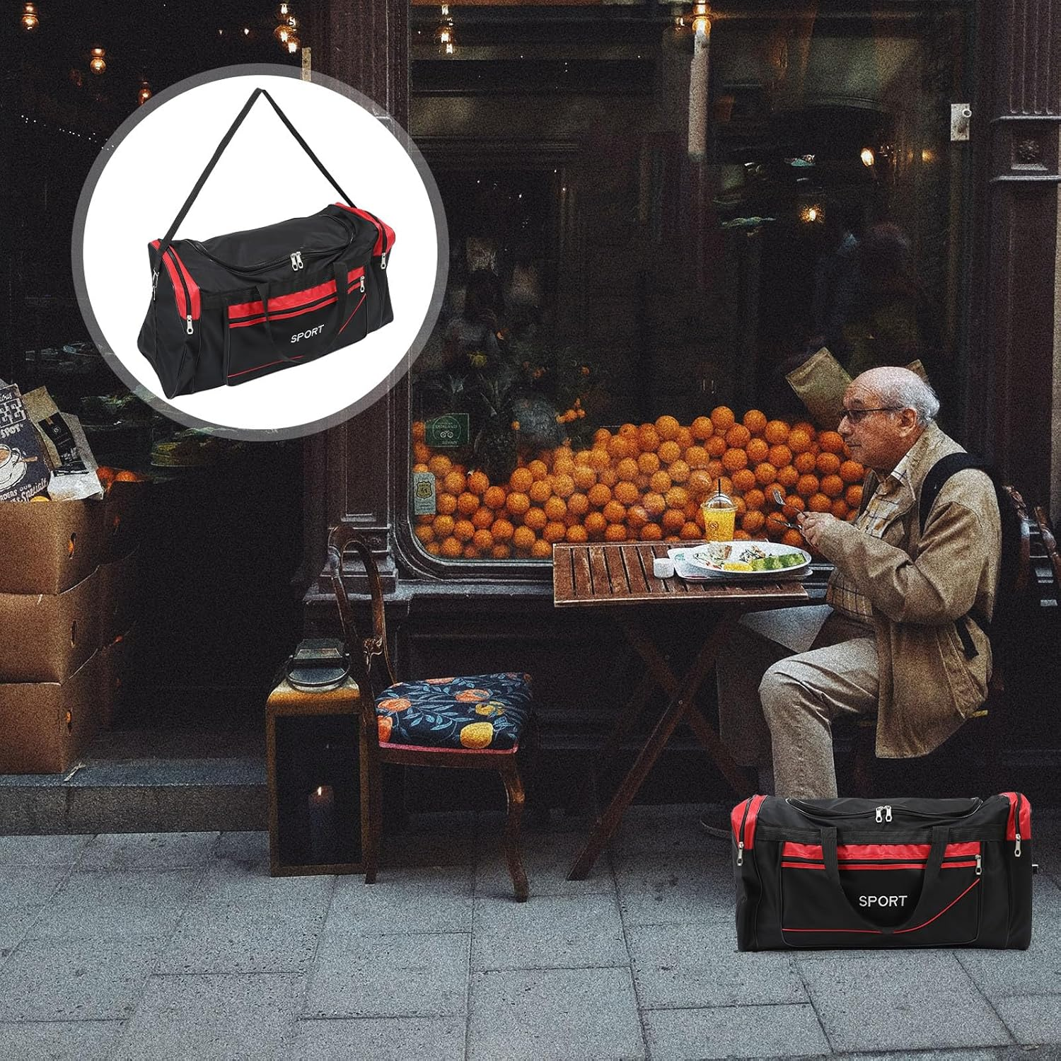 LALADEFIEE Large Capacity Travel Clothes Organizer Bag Luggage Storage Tote Shoulder Bag for Outdoor Trips and Family Travel Red image number 6