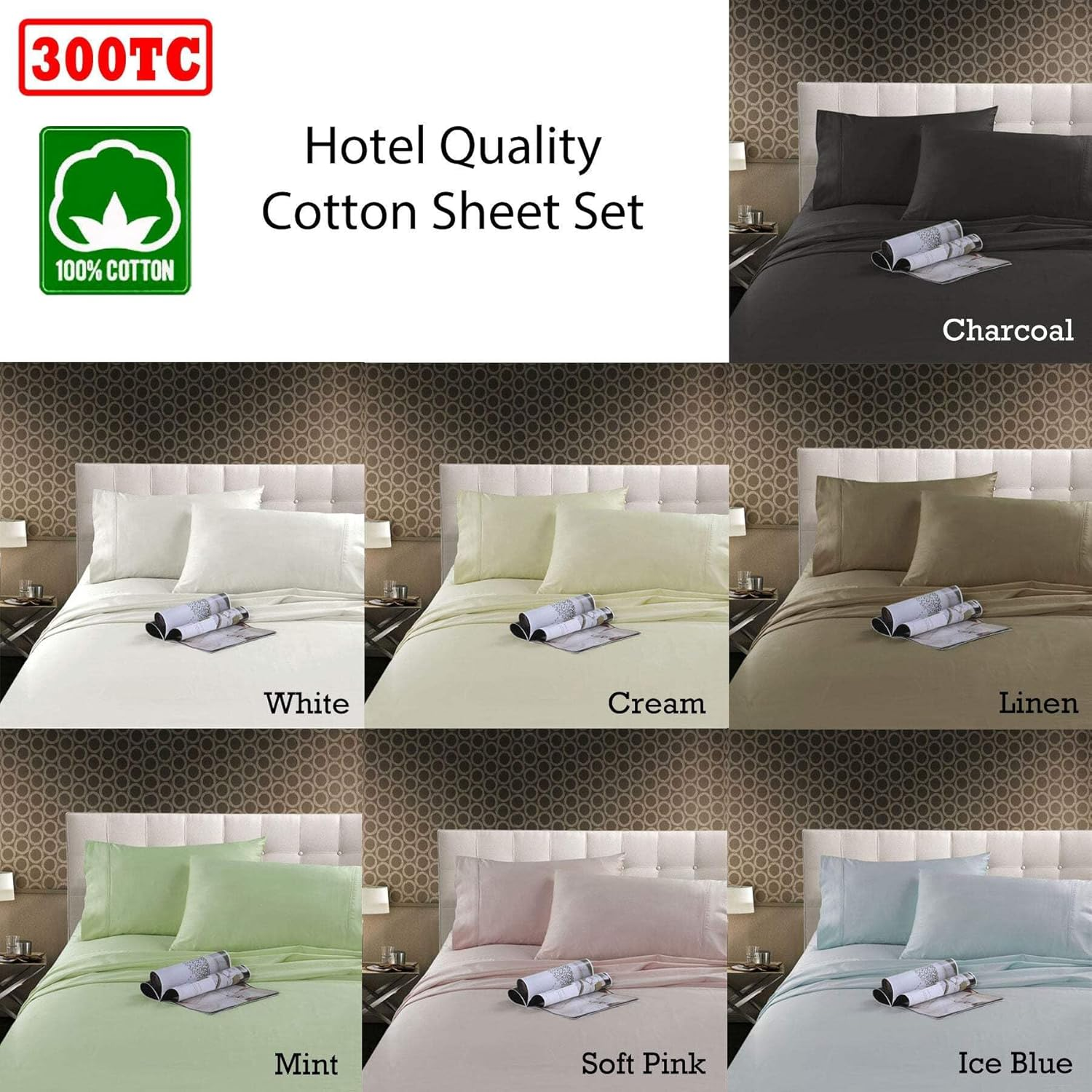Kingtex 300 Thread Count Hotel Quality Cotton Sateen Sheet Set, Single, Cream image number 1