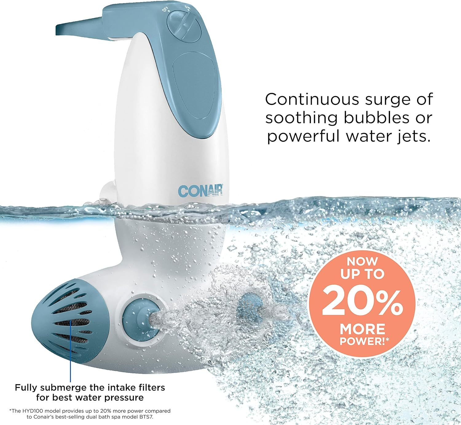 Conair Jet Hydro Spa - Portable Bath Spa with Dual Hydro Jets for Tub - Bath Spa Jet for Tub Creates Soothing Bubbles And/Or Massage - Spa Bath for at Home Use image number 1