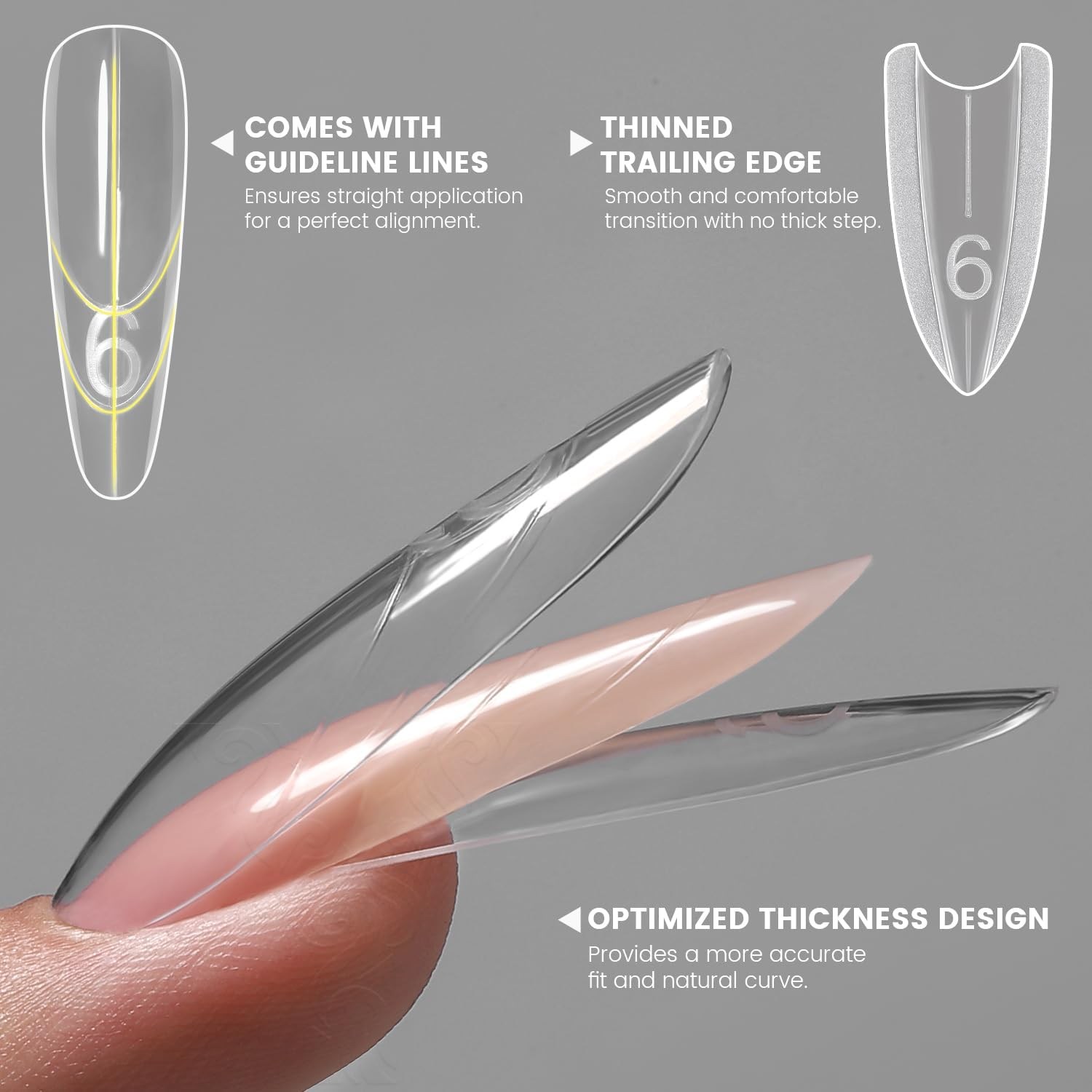 240-Piece Sandwich Nail Molds - Transparent Matte Dual-Use Full Wrapping Nail Shaping Sheets, No Construction Needed for Gel Nails & Salon-Stunning Nail Designs (Ellipse-240Pcs)